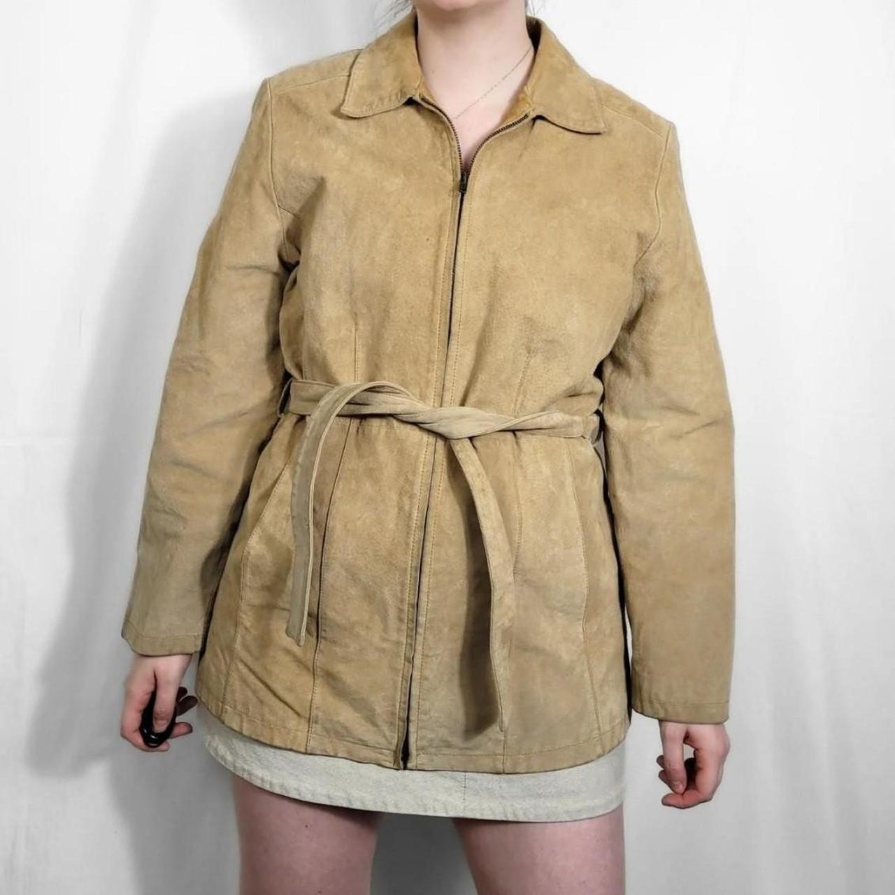 Vintage 90s Tan Suede Jacket With Belt