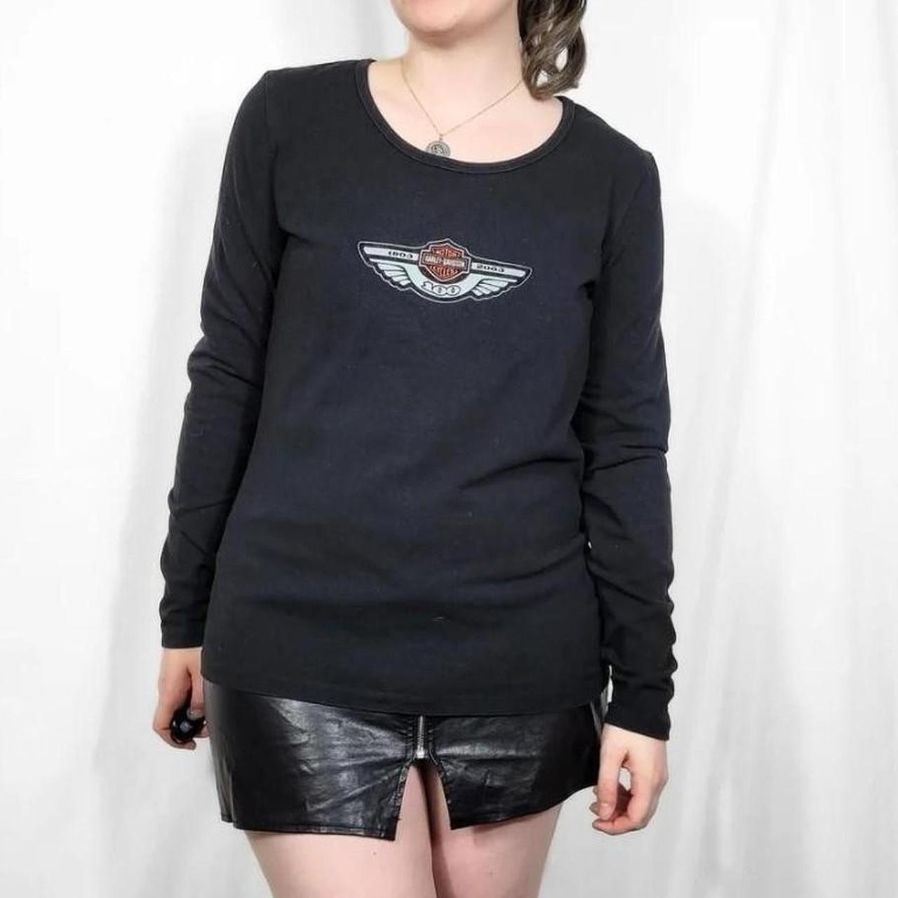 Vintage Y2K Black Harley Davidson Long Sleeve Top
