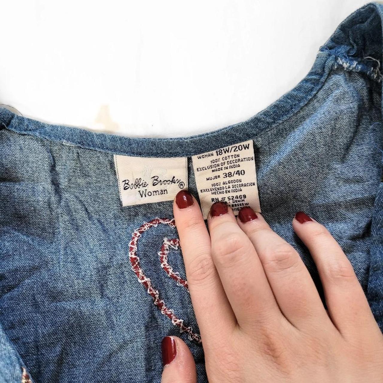 Vintage 90s Patchwork Embroidered Denim Waistcoat – Heart Detail