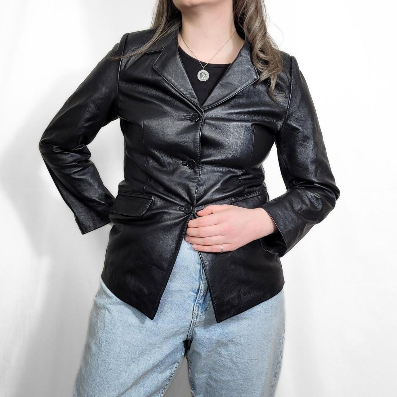 Vintage 90s Black Leather Blazer Jacket