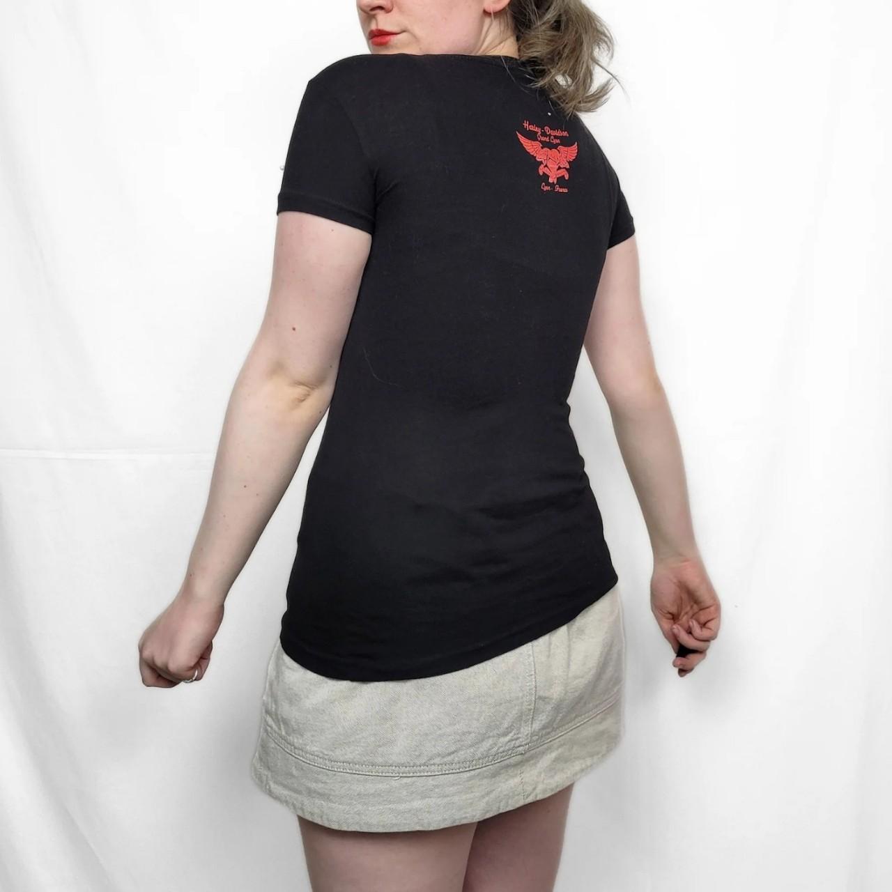 Vintage Y2K Harley Davidson Black Rose Pattern T Shirt