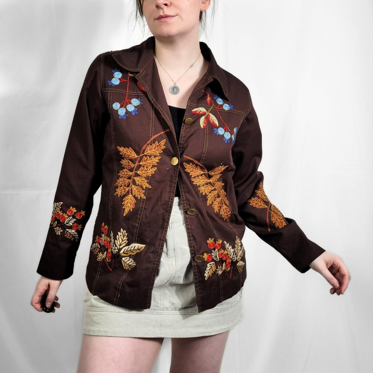 Vintage Y2K Brown Floral Embroidered Western Jacket