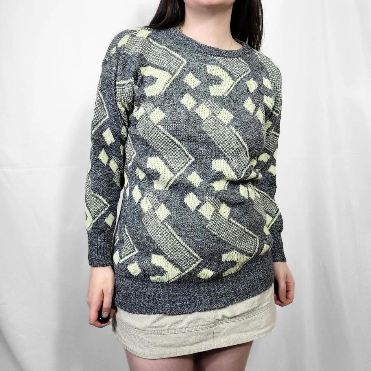 Vintage 80s Grunge Patterned Knit Jumper
