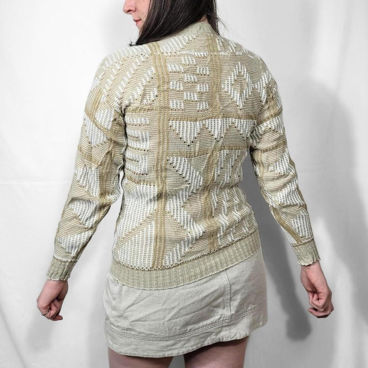 Vintage 70s Beige Geometric Knit Jumper