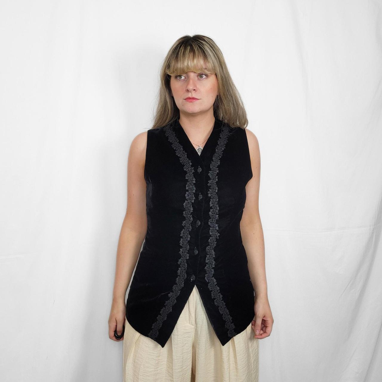 Vintage 90s Black Velvet Embroidered Waistcoat – Woodstock-Inspired by St Michael