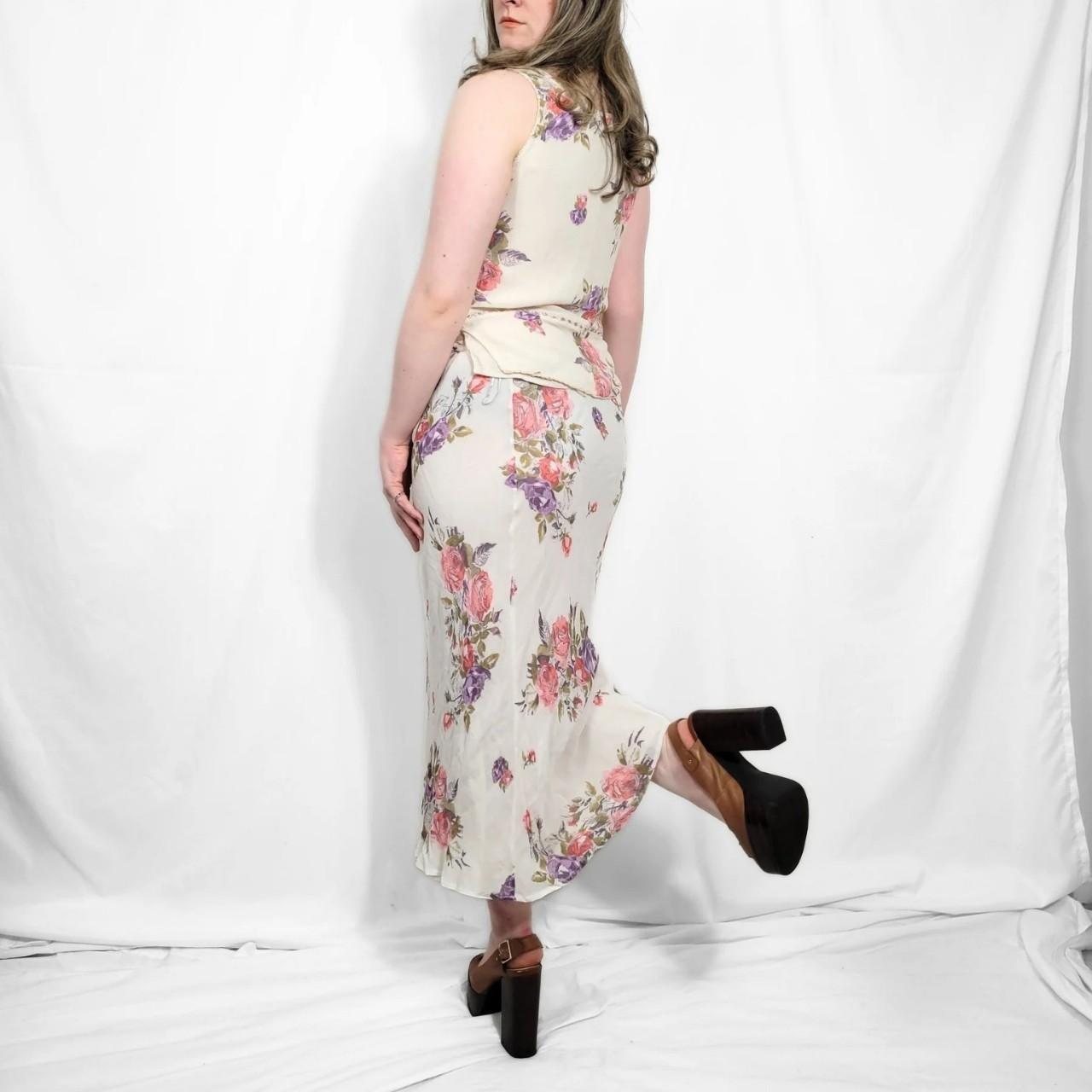 Vintage Y2K Pink Floral Mesh Two Piece Set /Skirt & Top