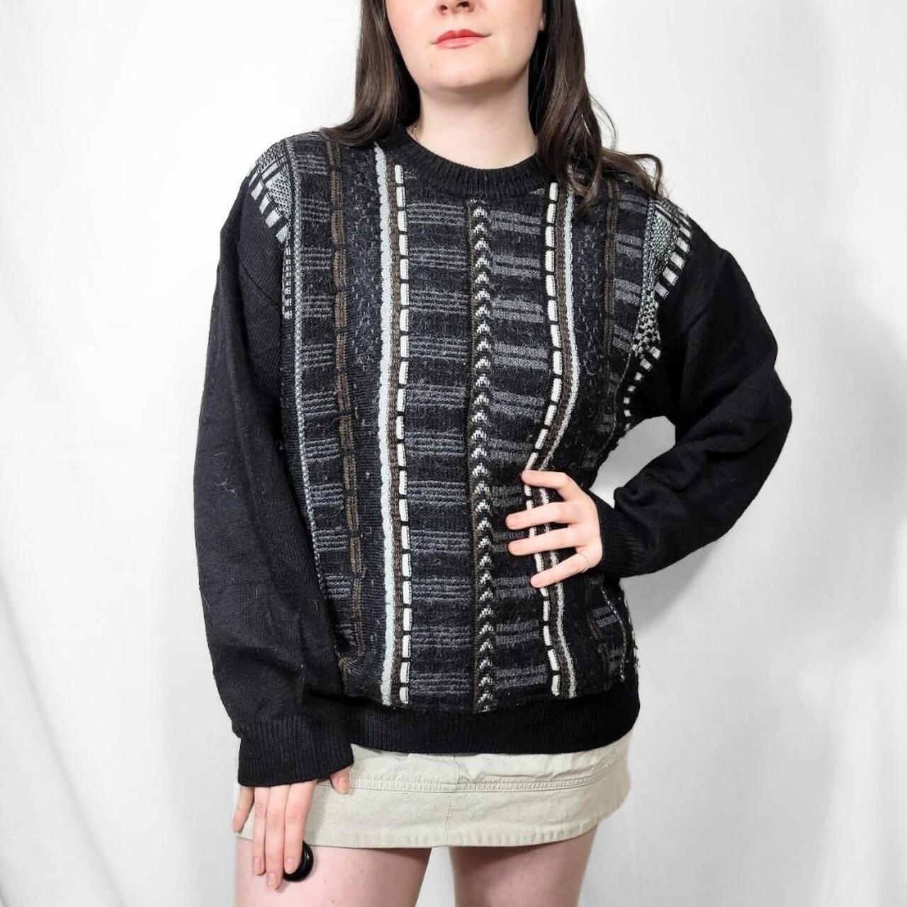 Vintage 80s Black Grunge Pattern Knitted Jumper