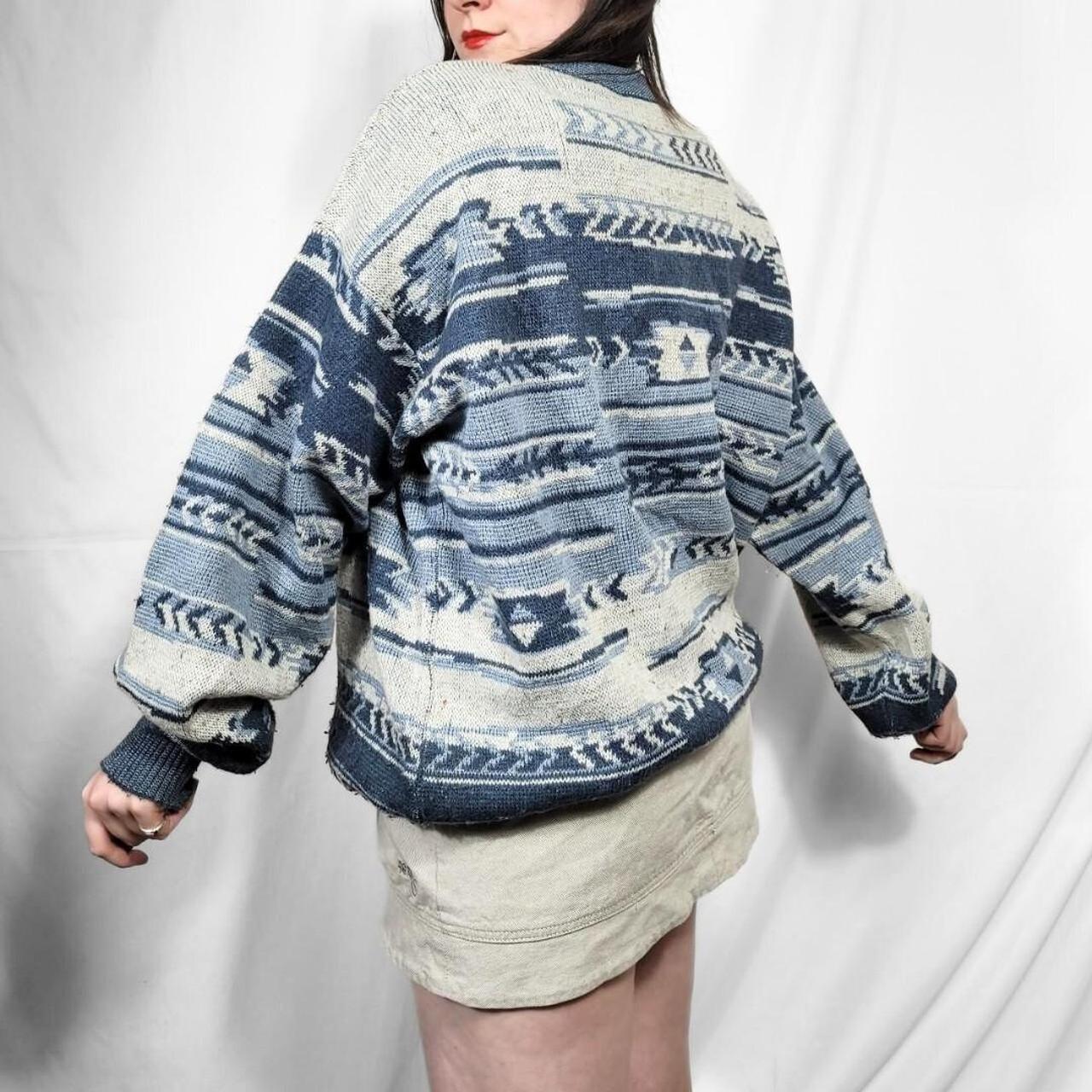 Vintage 90s Blue Aztec Pattern Knitted Jumper