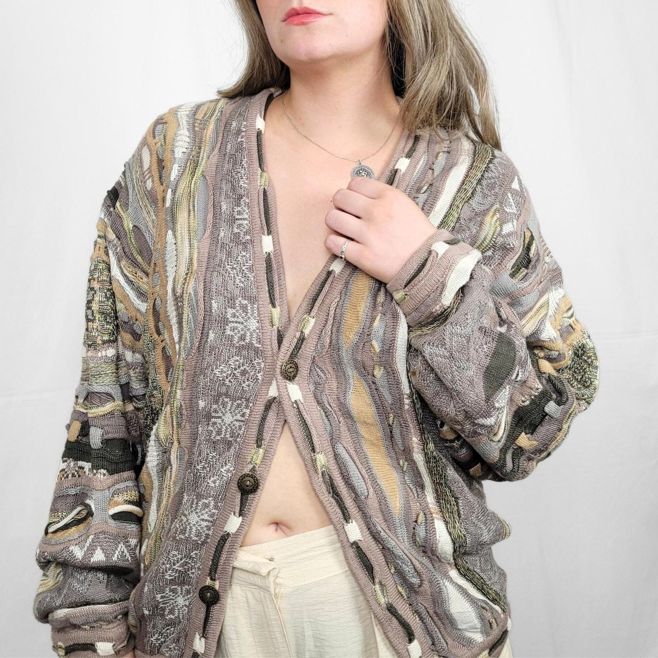 Vintage 90s Brown Coogi Style Knitted Cardigan