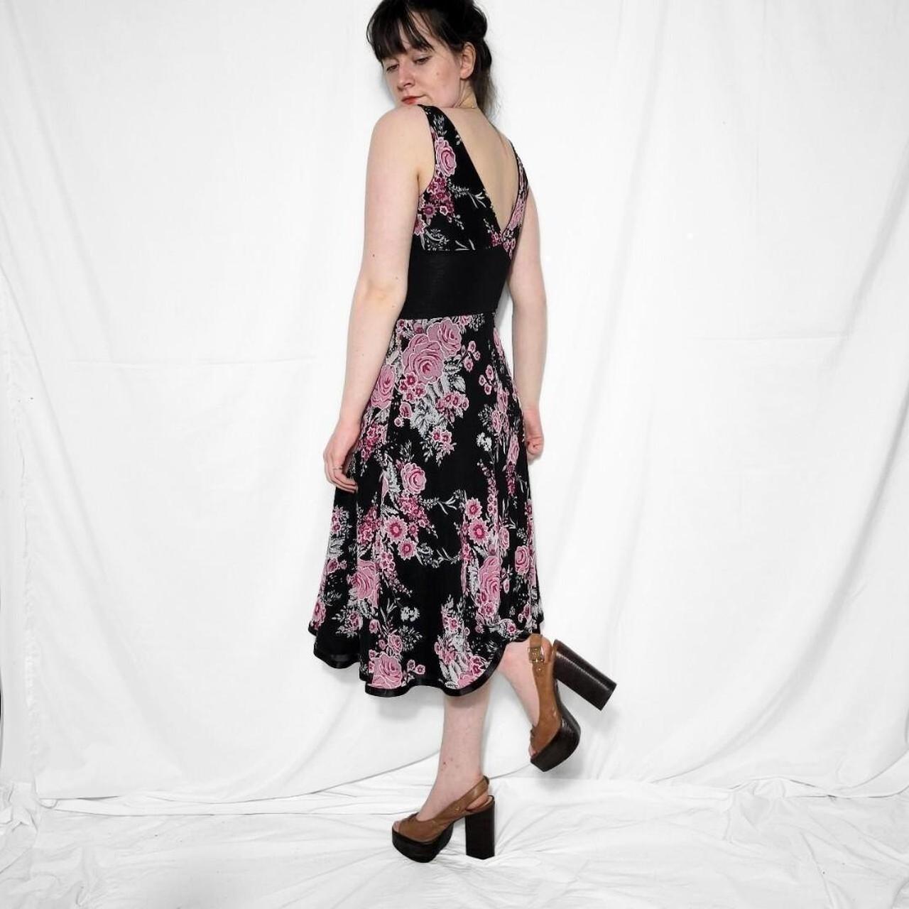 Vintage Y2K Black & Pink Floral Corset Dress