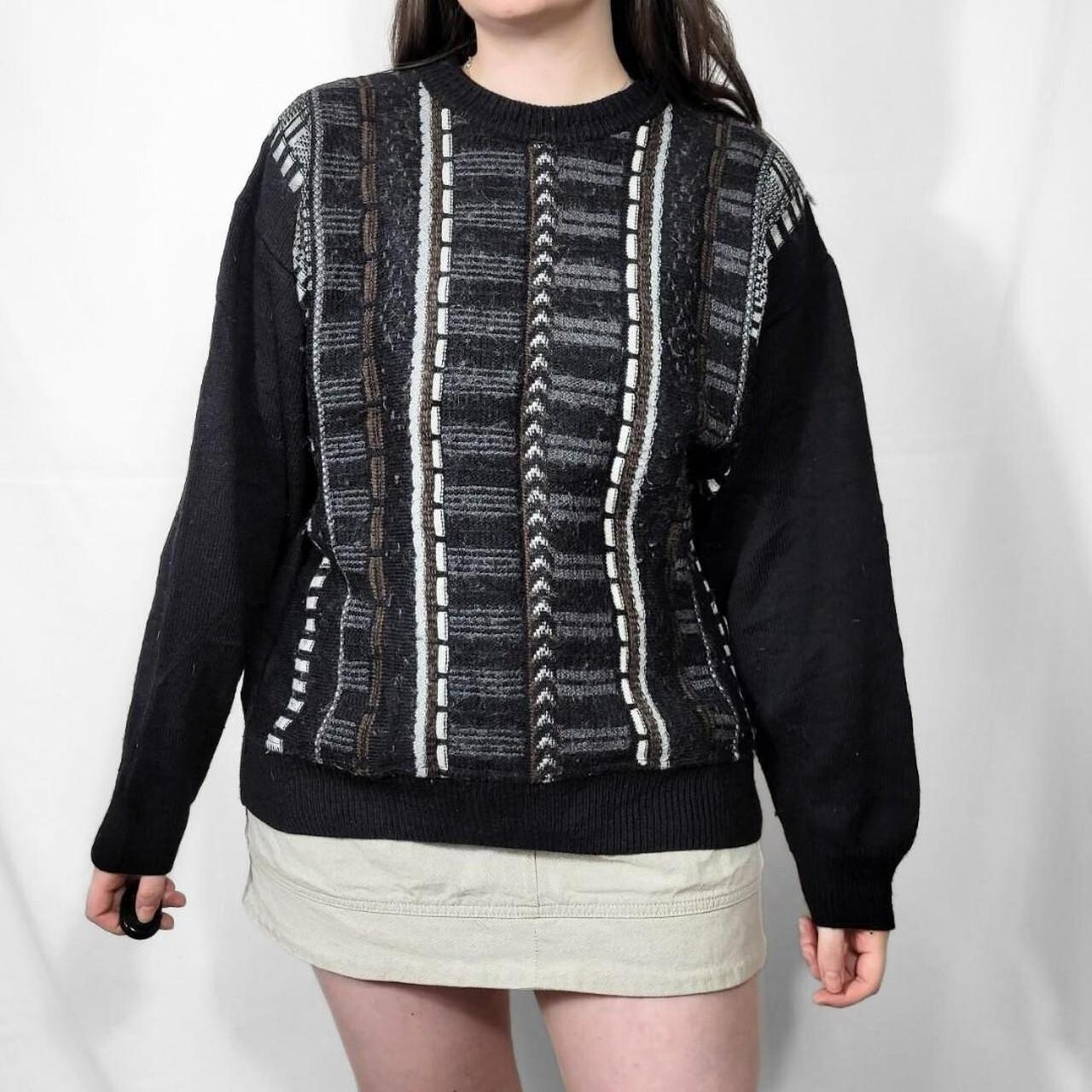 Vintage 80s Black Grunge Pattern Knitted Jumper