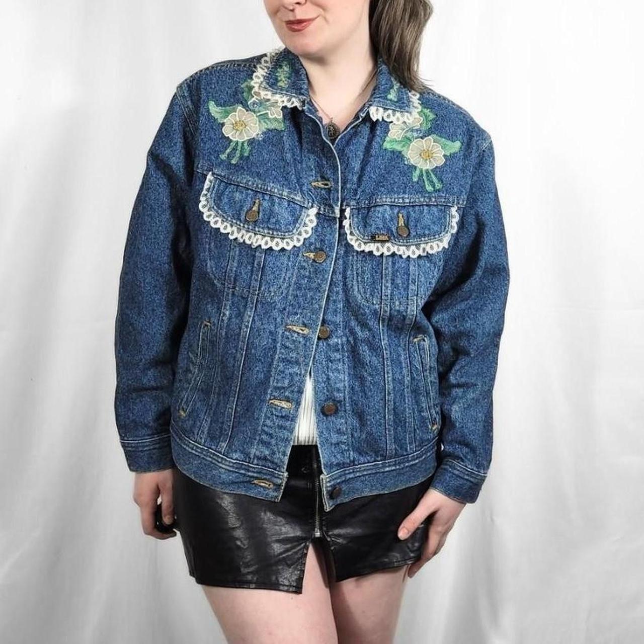 Vintage 90s Lee Floral Pattern DIY Denim Jacket