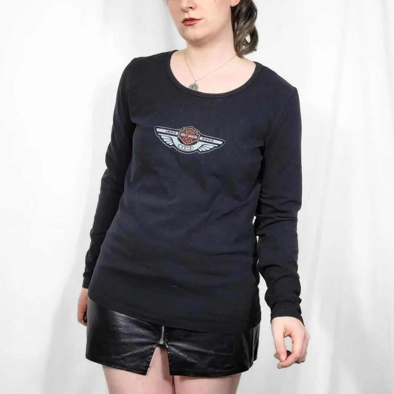 Vintage Y2K Black Harley Davidson Long Sleeve Top