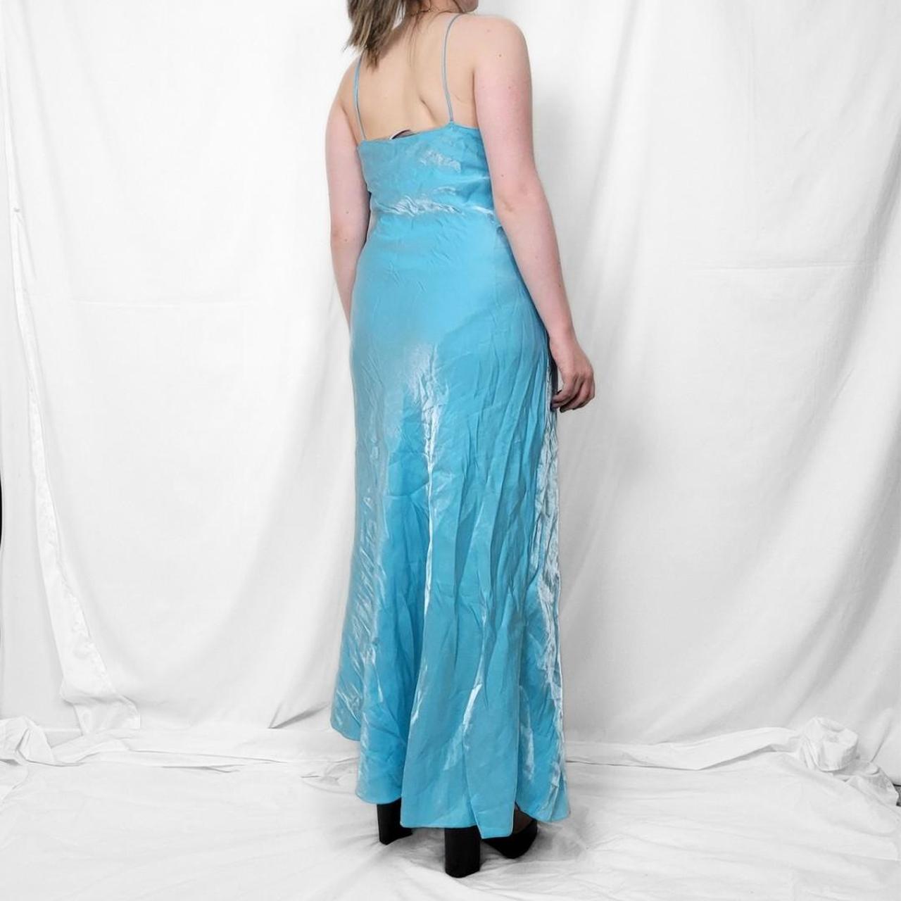 Y2K Light Blue Satin Maxi Dress – Fairycore Heaven