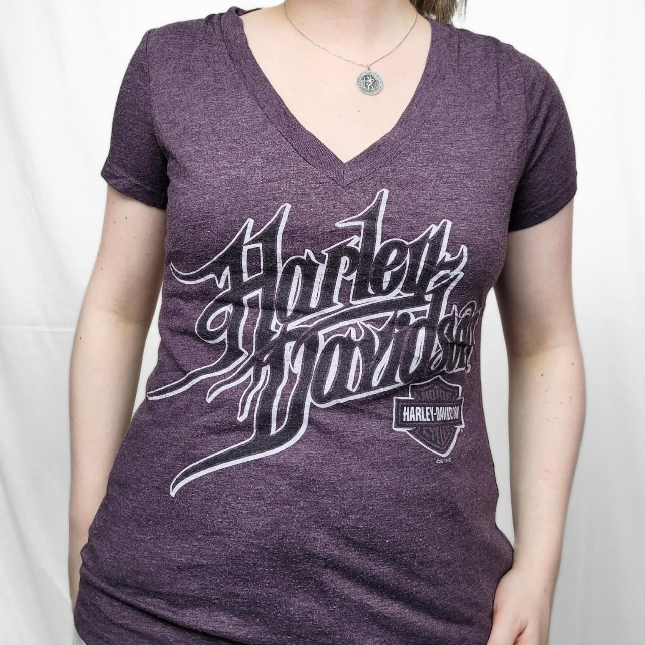 Vintage Y2K Harley Davidson Purple Graphic Print T-Shirt