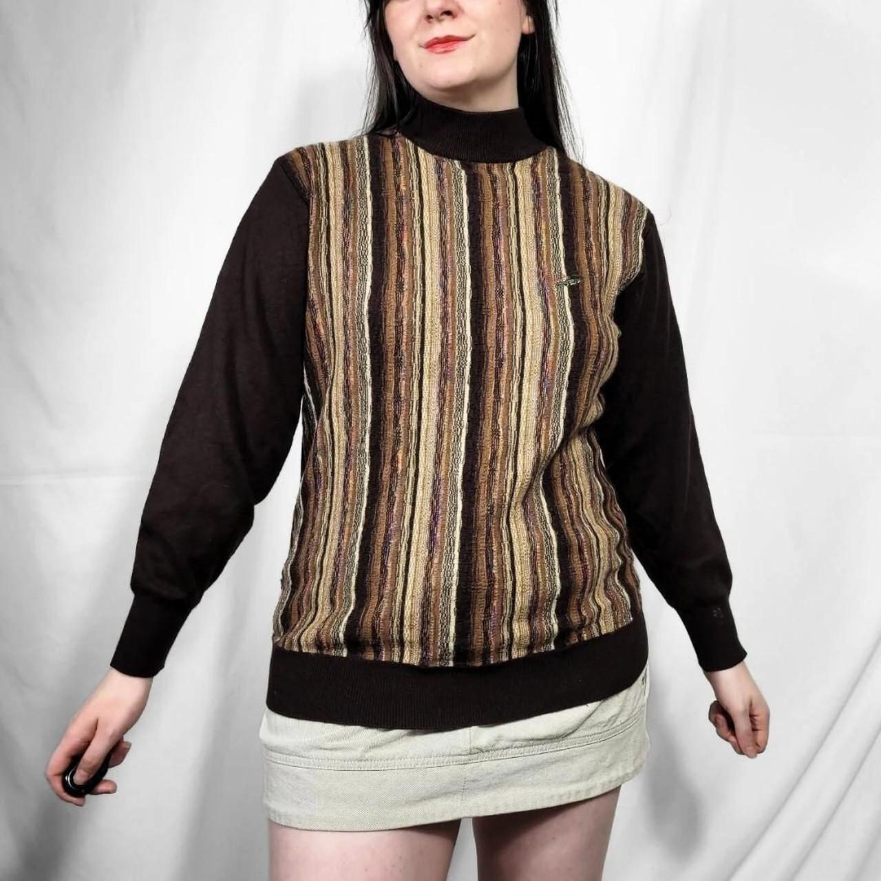 Vintage 80s Brown Stripe Knit Jumper