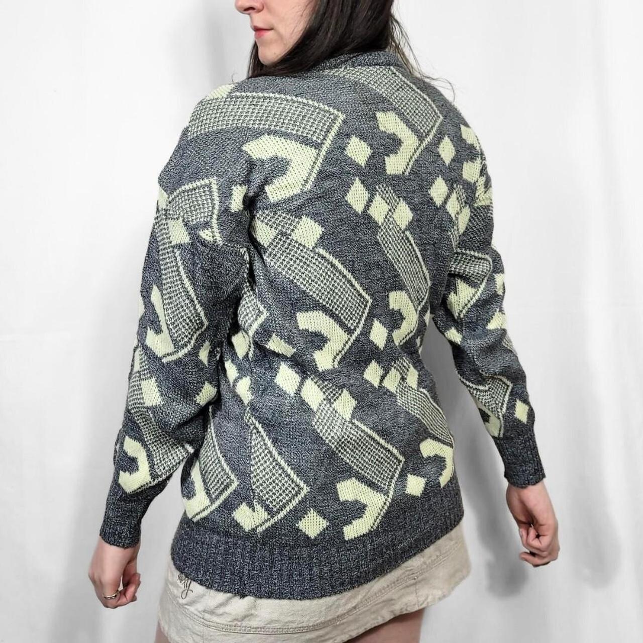 Vintage 80s Grunge Patterned Knit Jumper