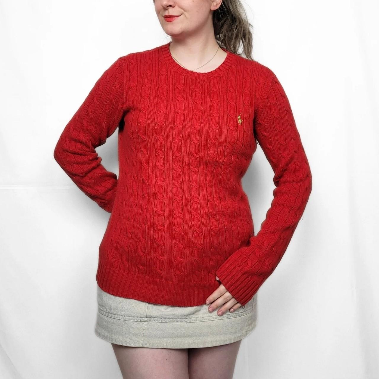 Vintage Ralph Lauren Red Cable Knitted Jumper