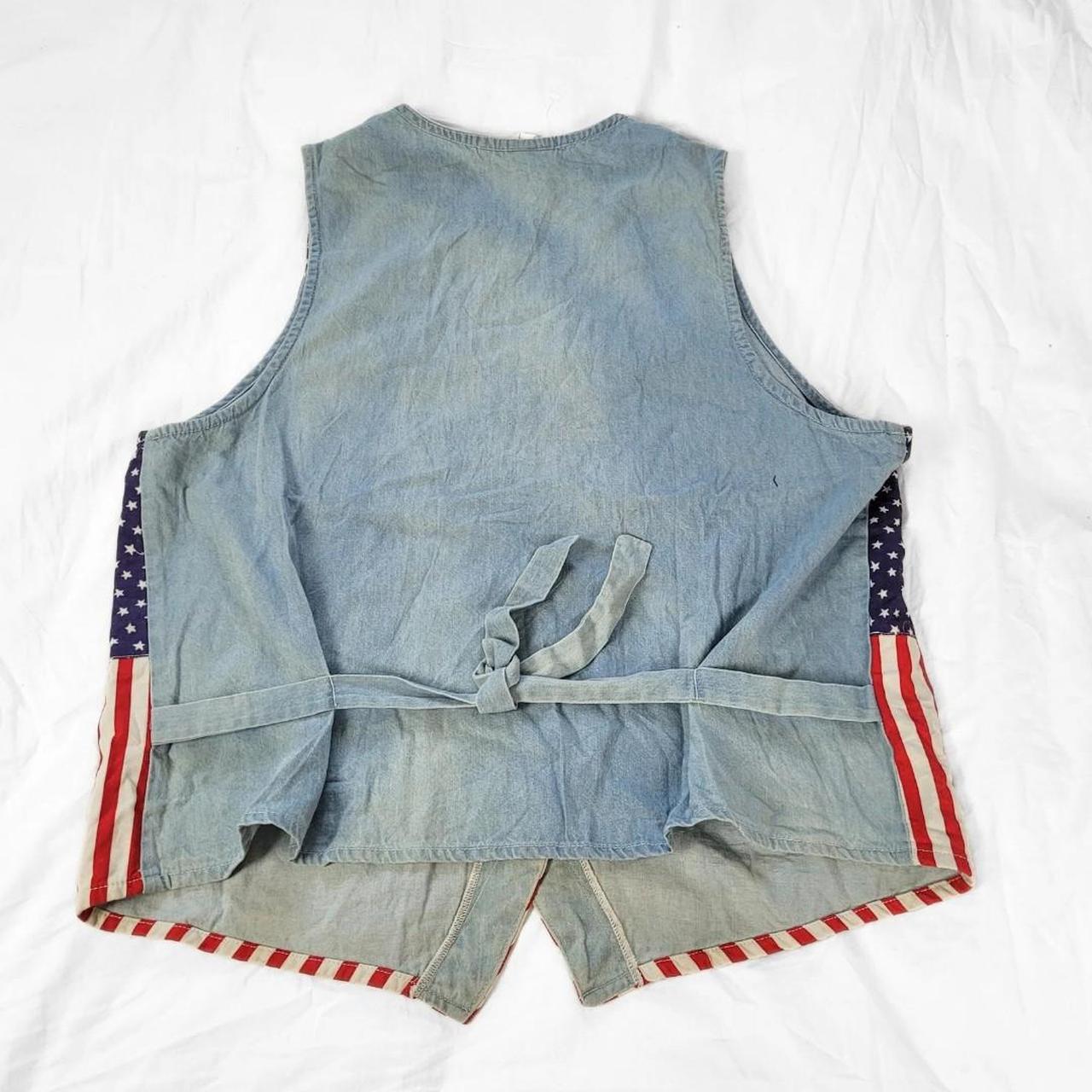 Vintage 90s American Flag Denim Waistcoat