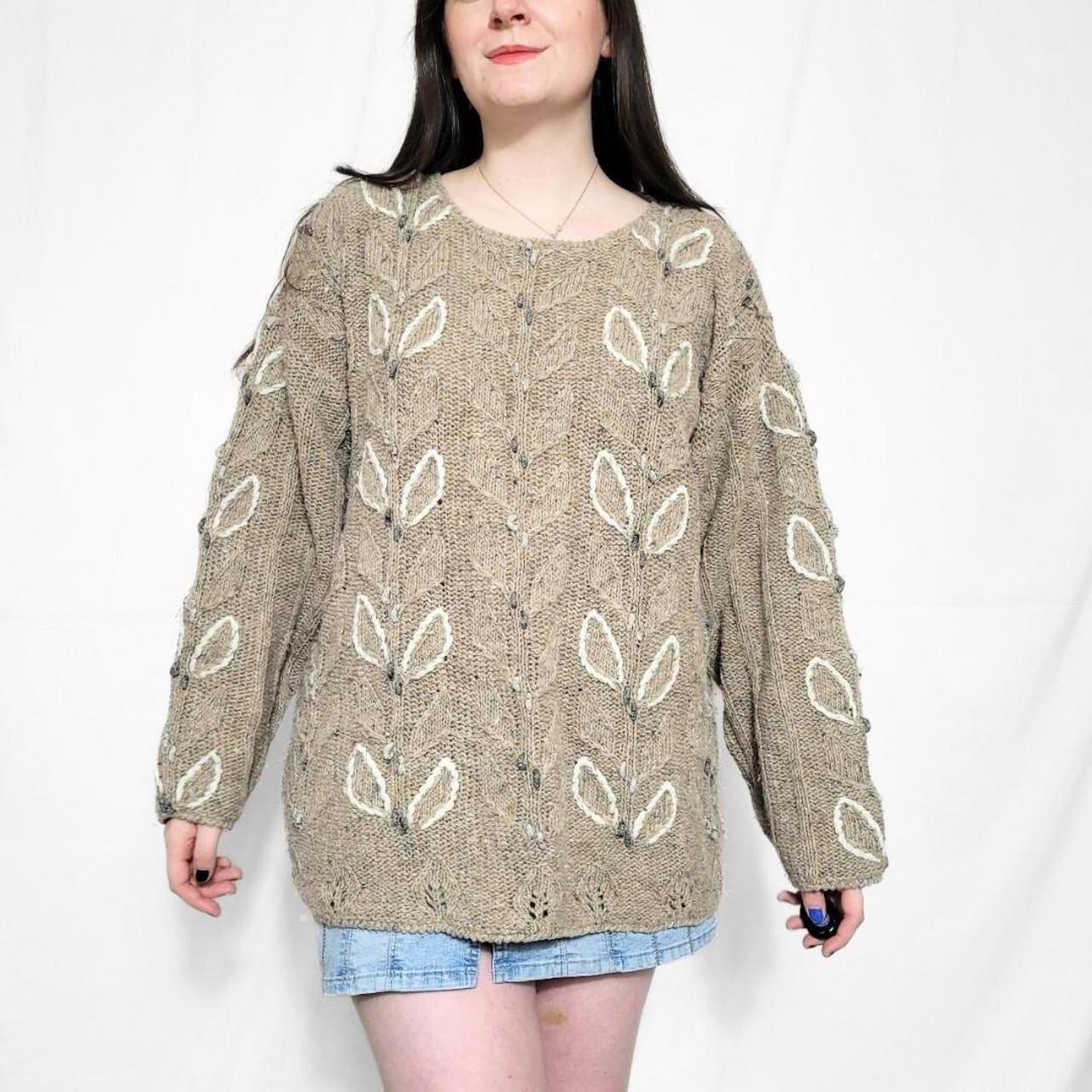 Vintage Y2K Brown Floral Knit Jumper