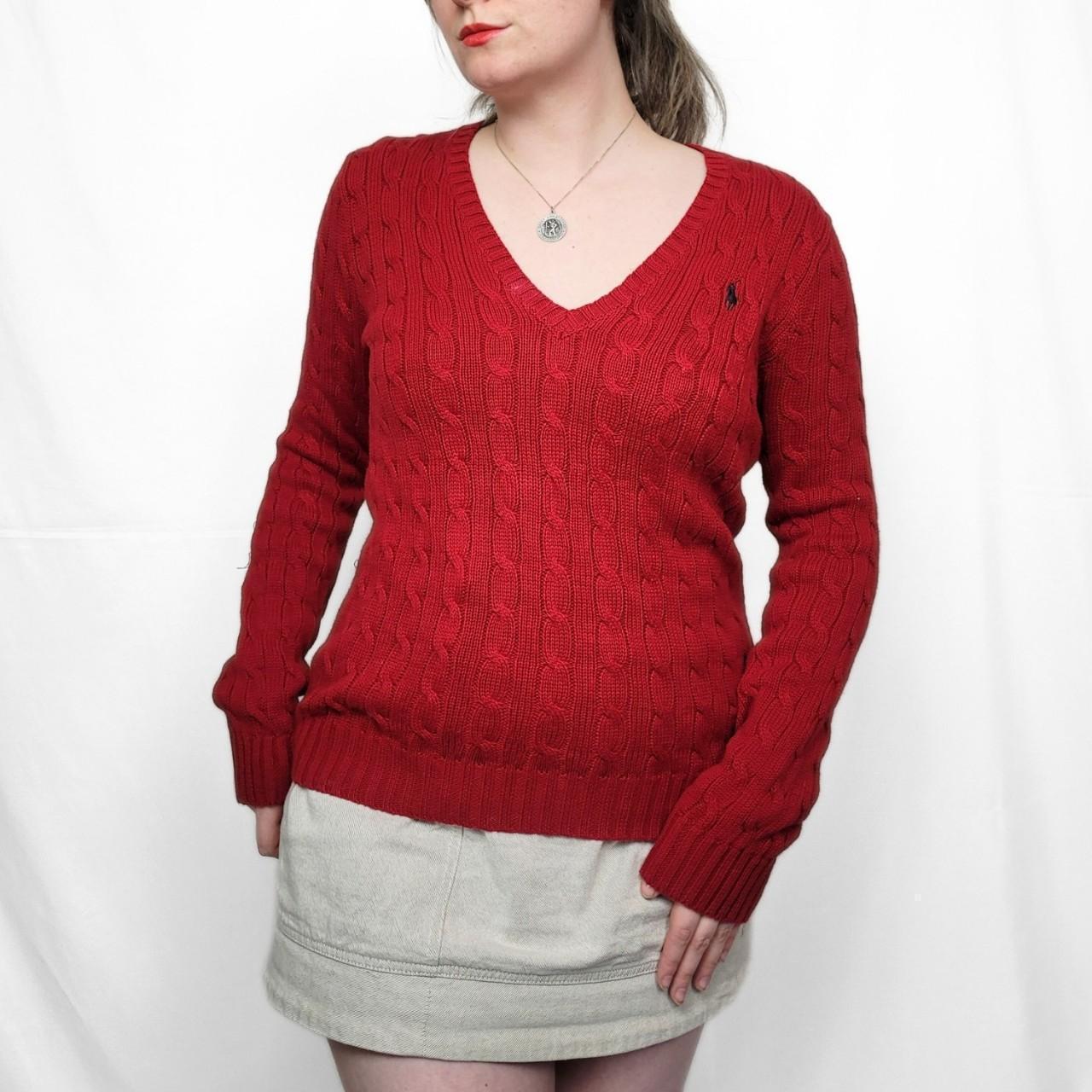Vintage Y2K Ralph Lauren V-Neck Cable Knit Sweater