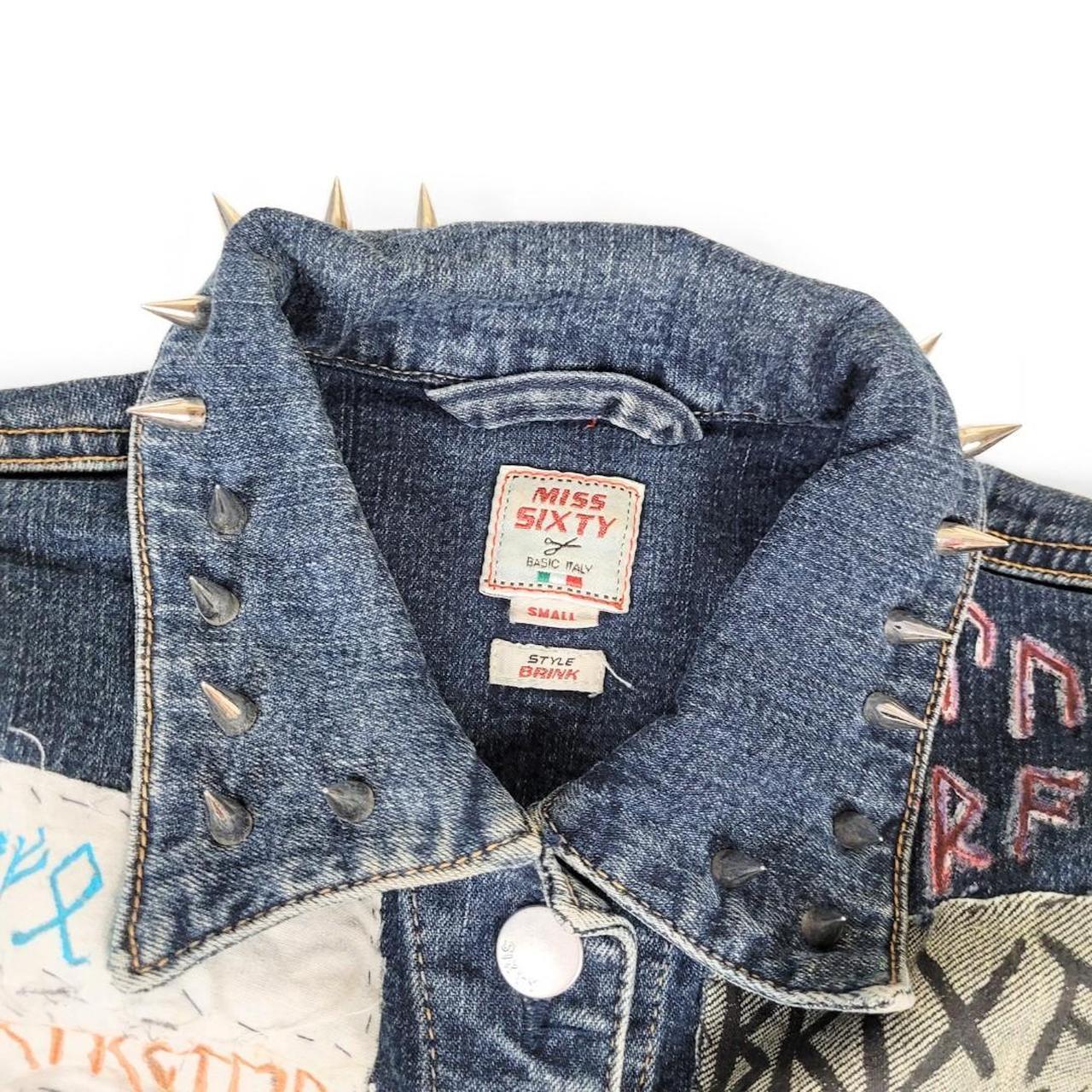 Vintage 90s Denim Waistcoat – Miss Sixty DIY Punk Graphics, Studs & Badges