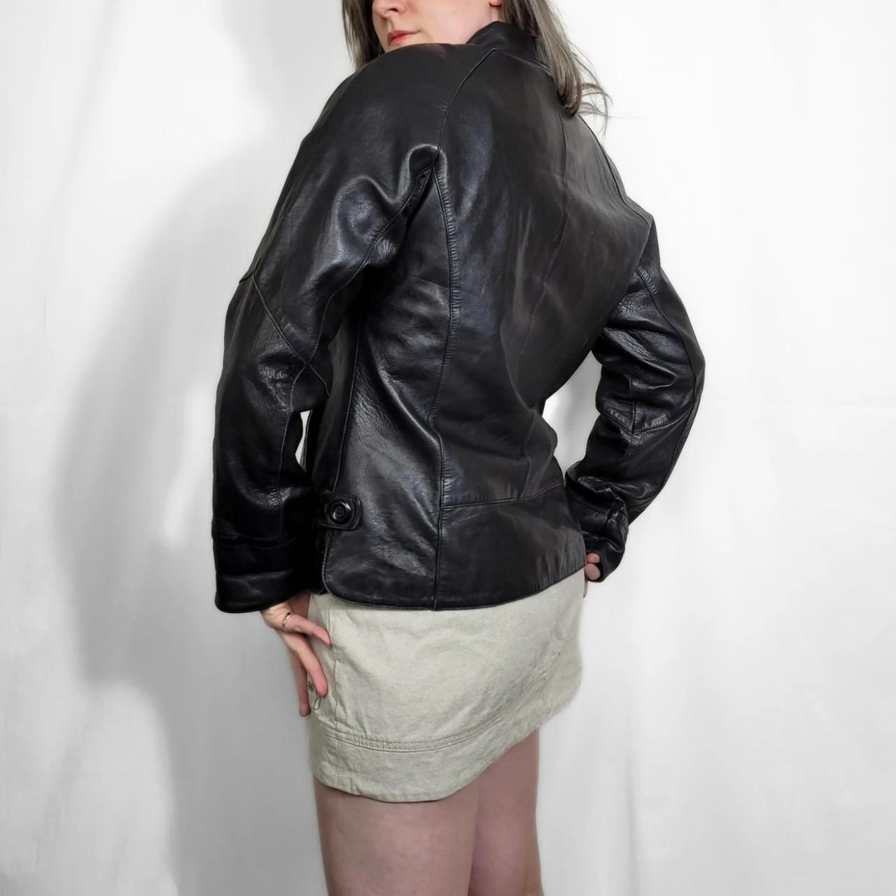 Vintage 90s Black Button Down Leather Jacket