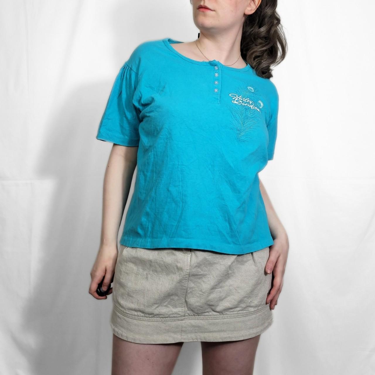 Vintage Y2K Harley Davidson Peacock Pattern T Shirt