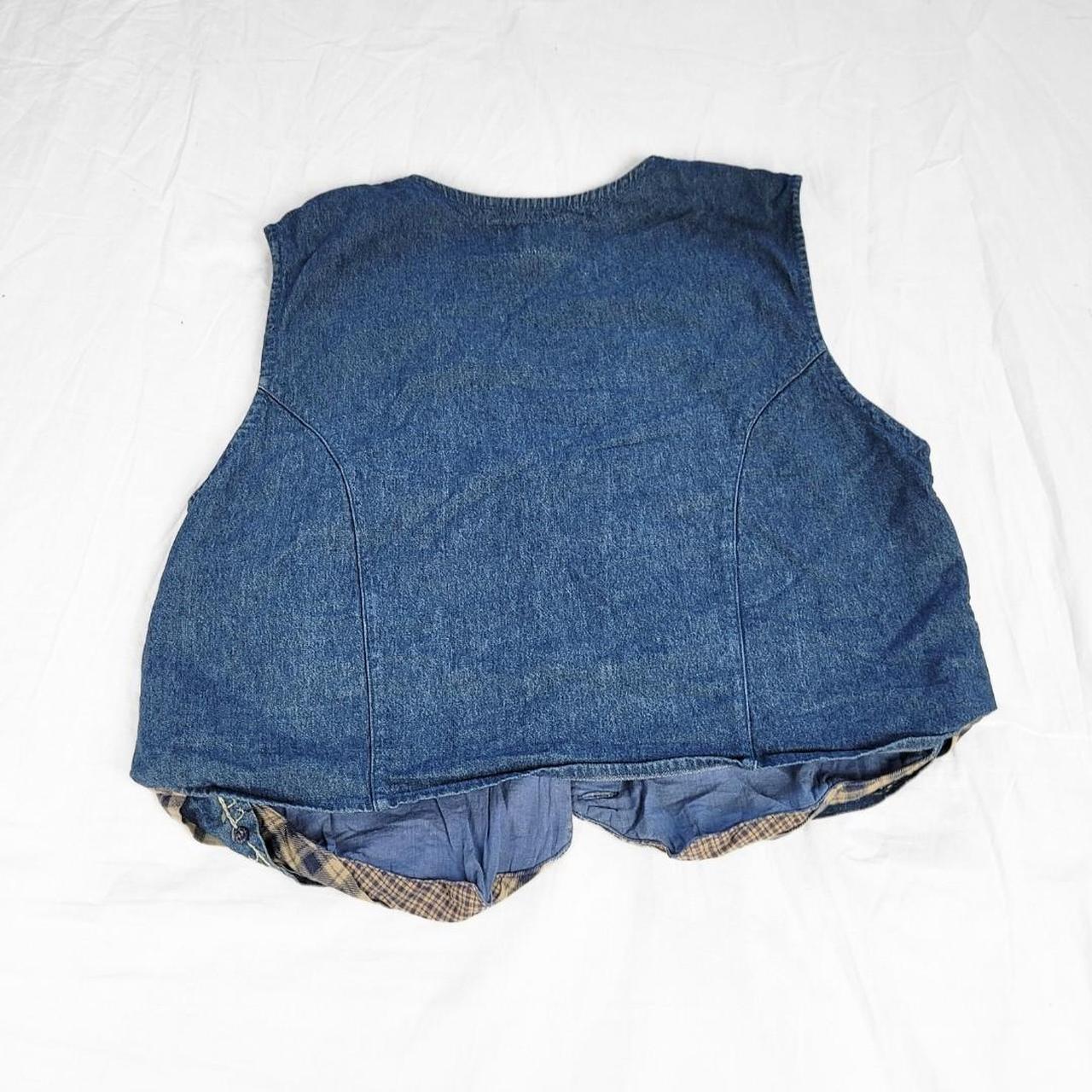 Vintage 90s Denim Waistcoat – Cottage Plaid Lapels