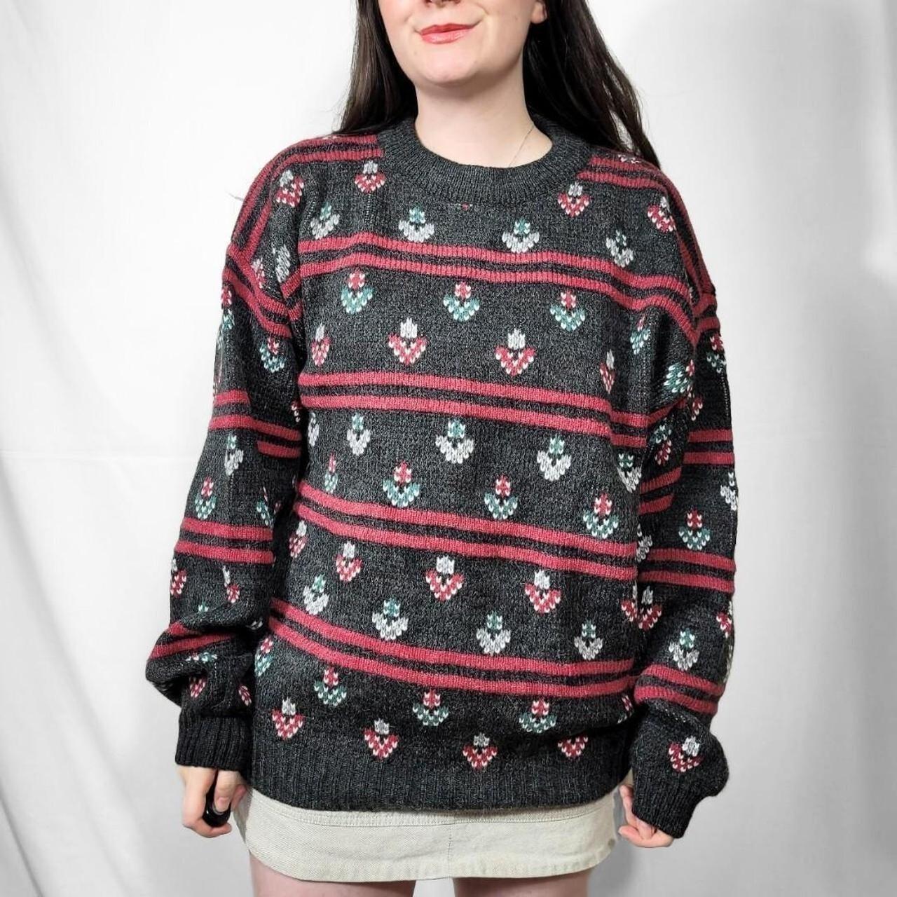 Vintage 90s Retro Floral Knitted Sweater
