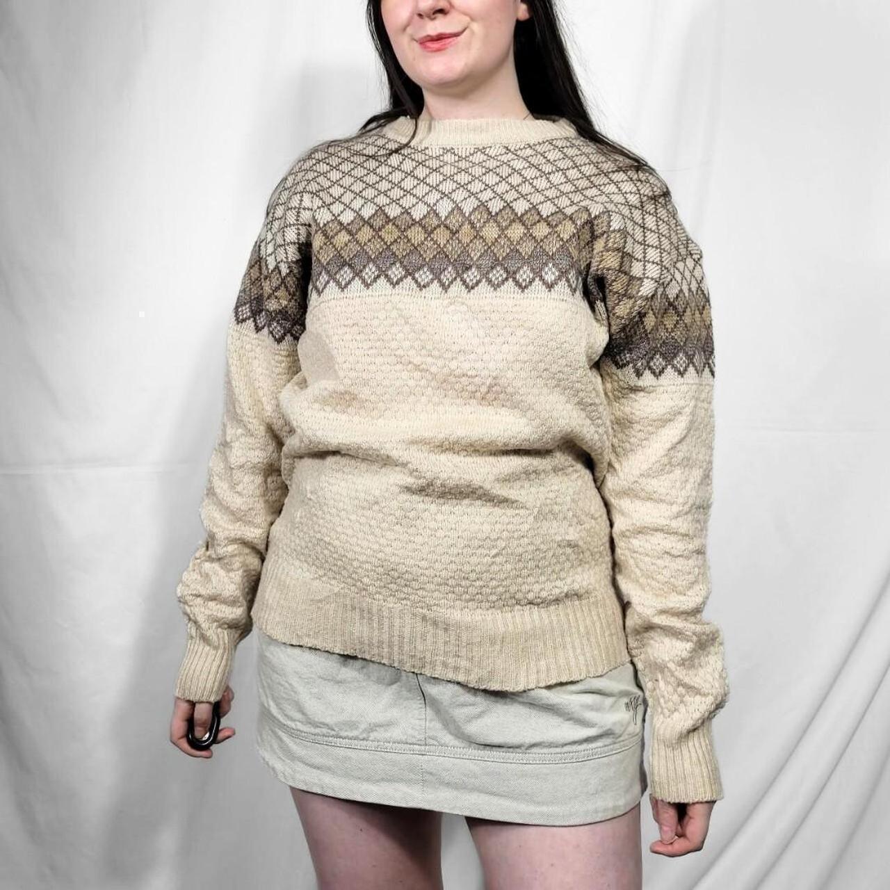 Vintage 80s Cream Ethnic Knit Jumper