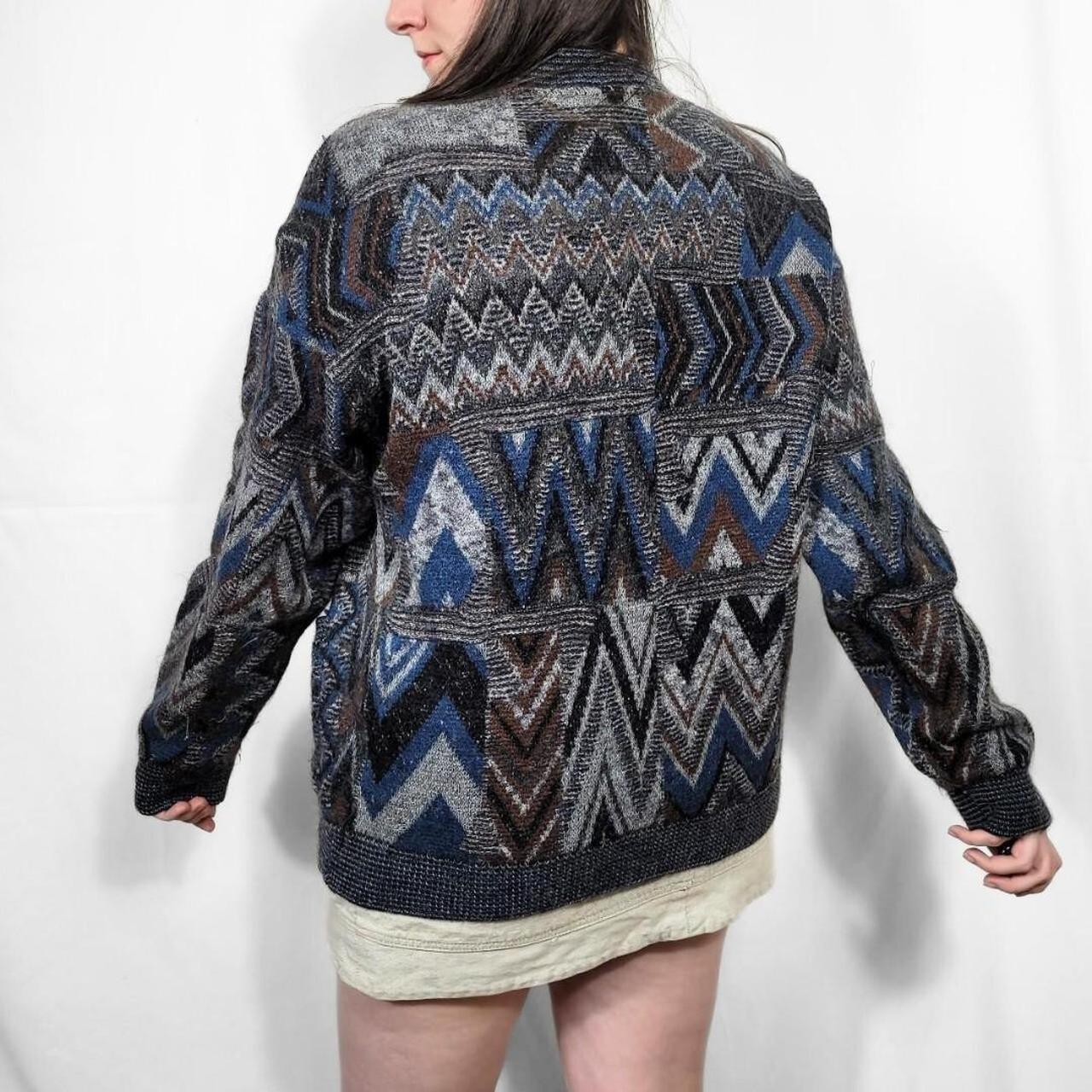 Vintage 80s Grunge Pattern Knitted Cardigan