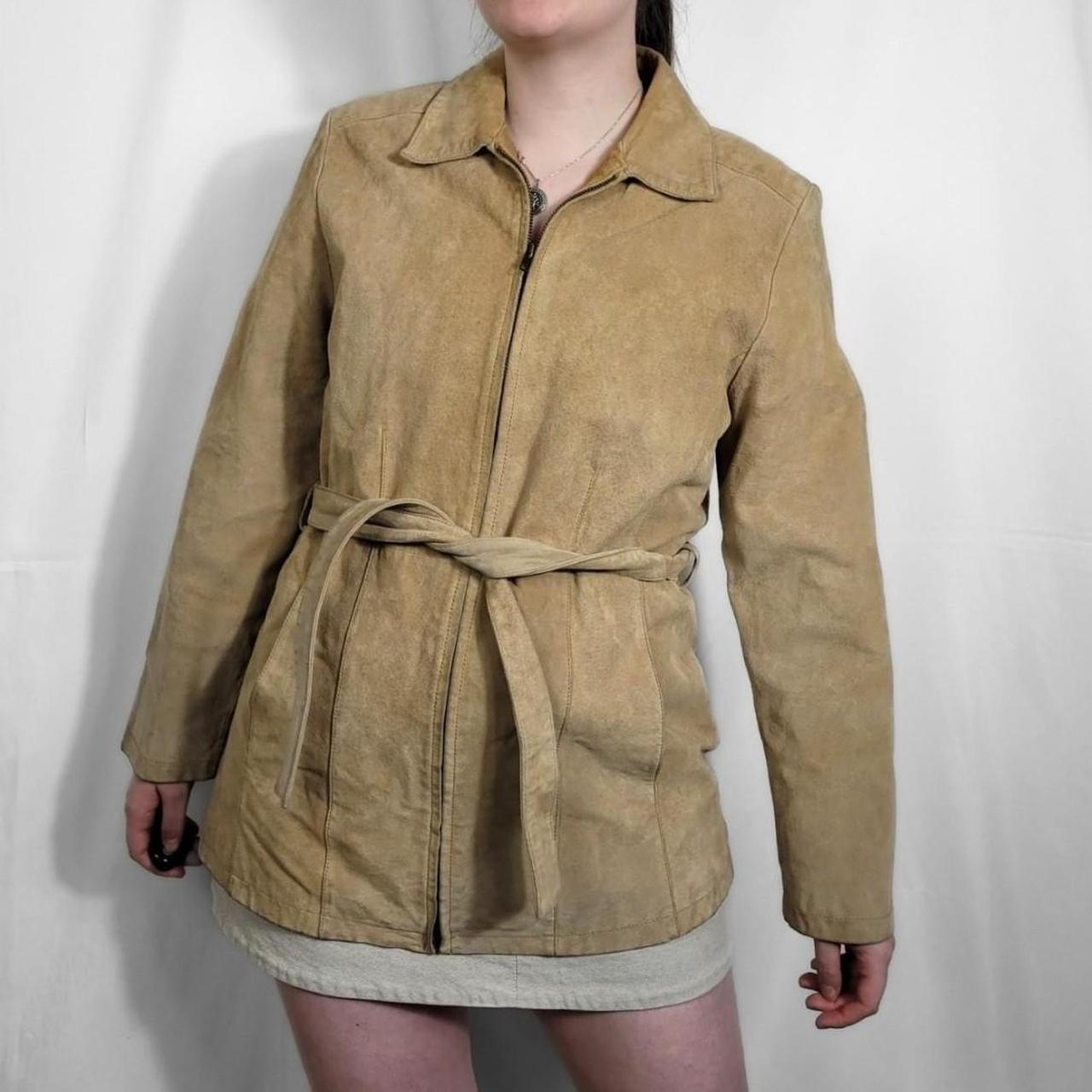 Vintage 90s Tan Suede Jacket With Belt