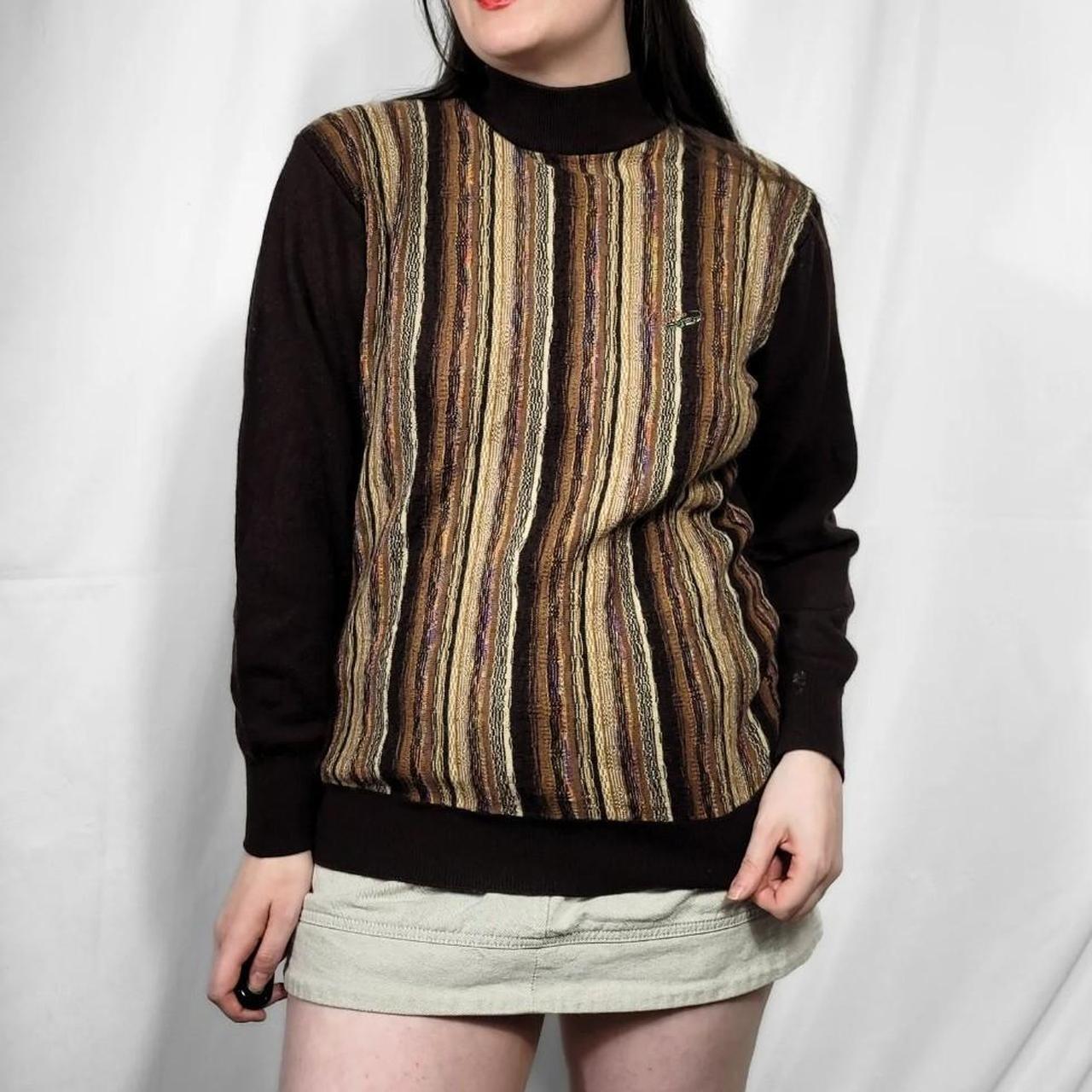 Vintage 80s Brown Stripe Knit Jumper