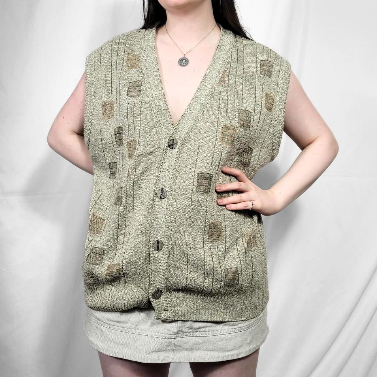 Vintage 80s Grunge Pattern Knit Waistcoat