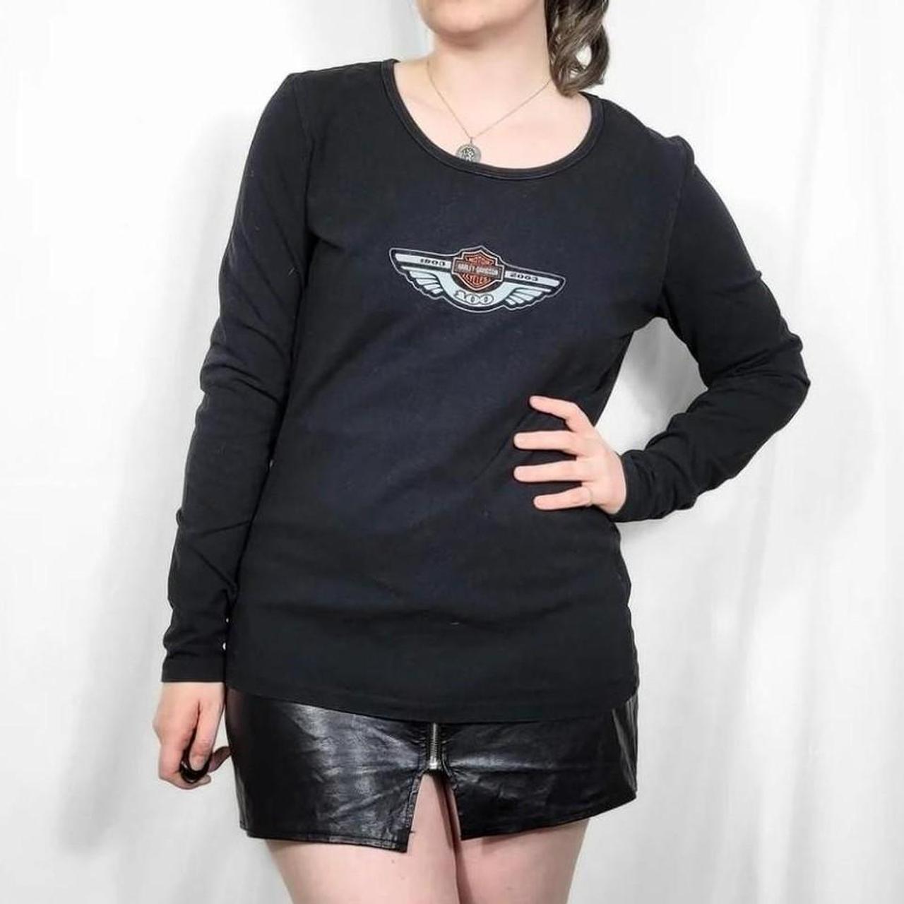 Vintage Y2K Black Harley Davidson Long Sleeve Top