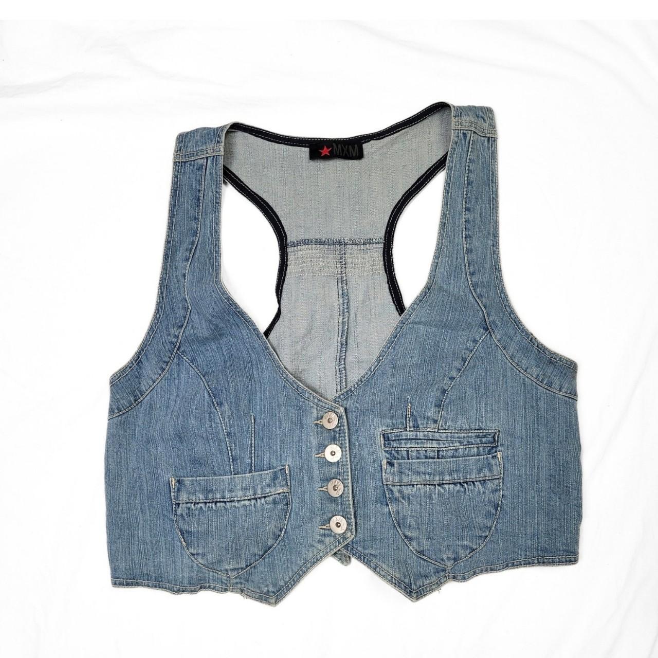 Vintage Y2K Light Blue Denim Western Waistcoat