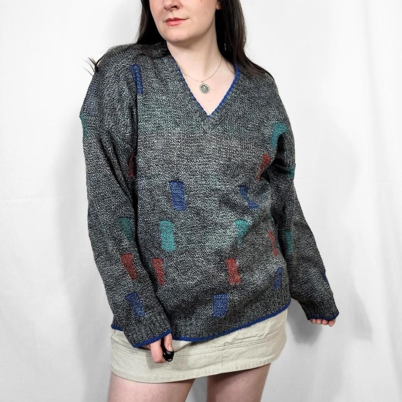 Vintage 80s St Michael Funky V-Neck Knit Jumper