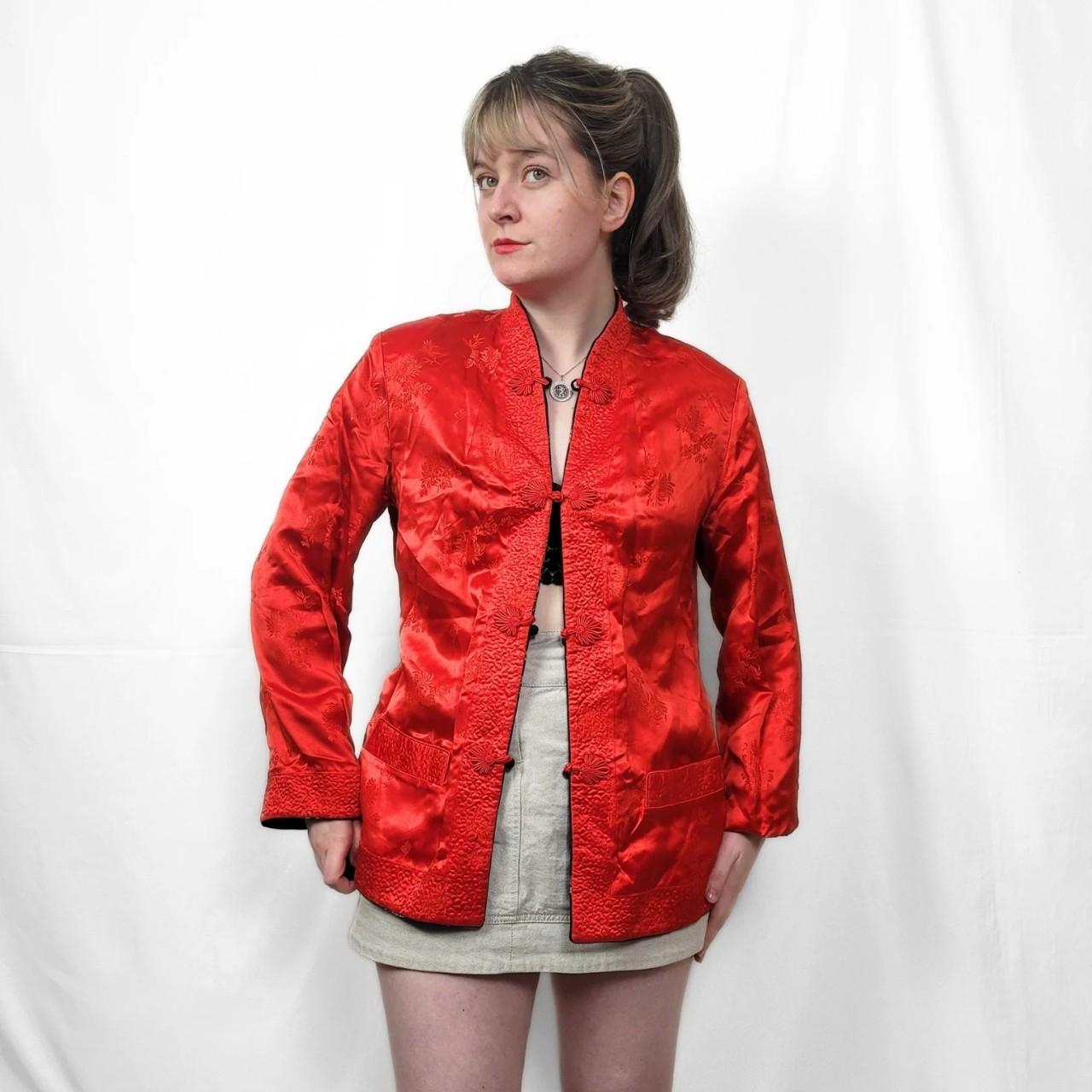 Vintage 90s Black Reverisble Chinese-Style Satin Jacket / Kimono