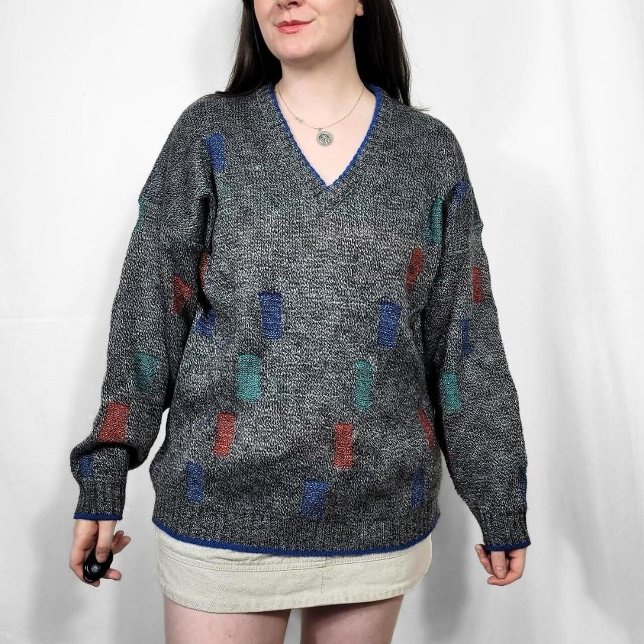Vintage 80s St Michael Funky V-Neck Knit Jumper