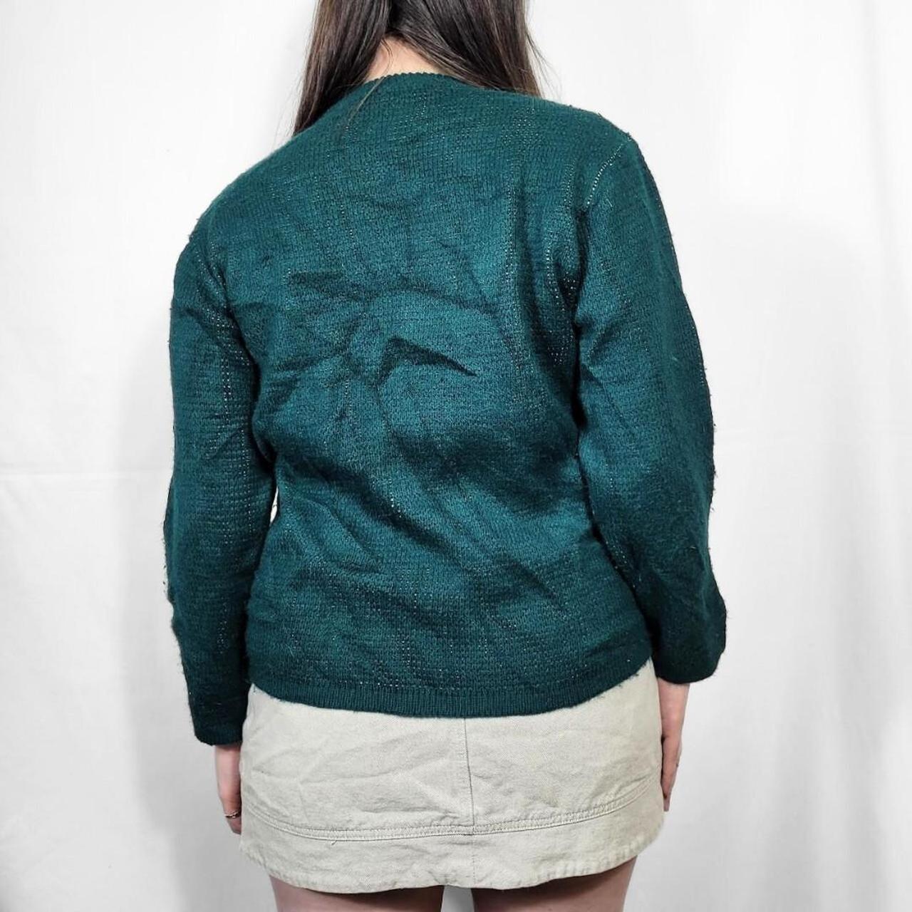 Vintage 80s Green Ethnic Pattern Knitted Jumper