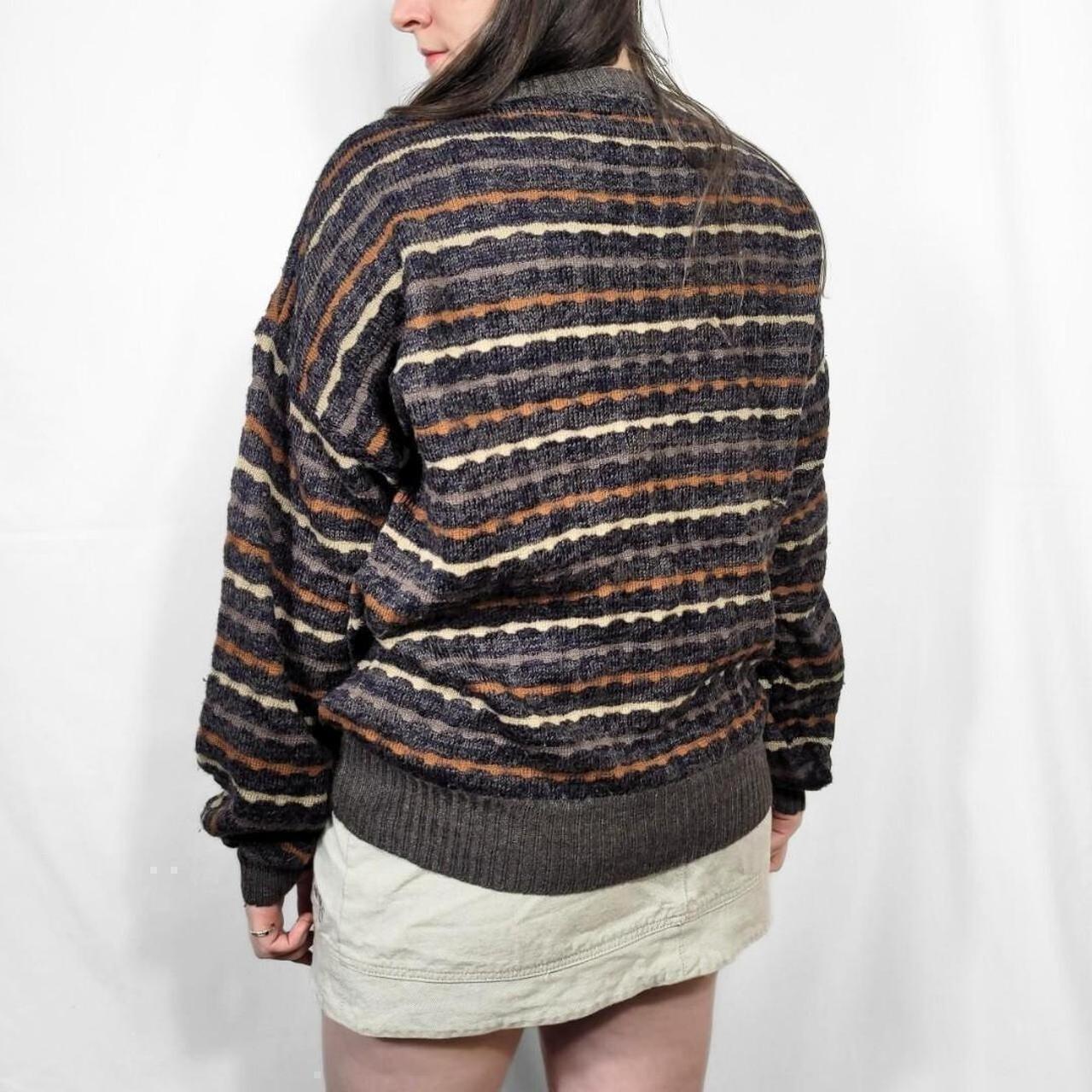 Vintage 80s Brown & Cream Stripe Knit Sweater