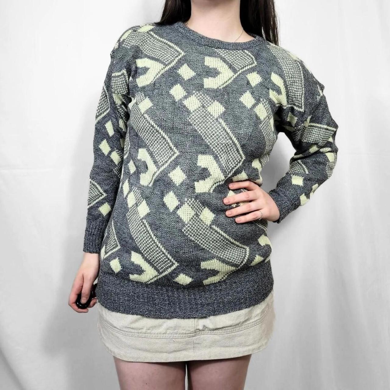 Vintage 80s Grunge Patterned Knit Jumper