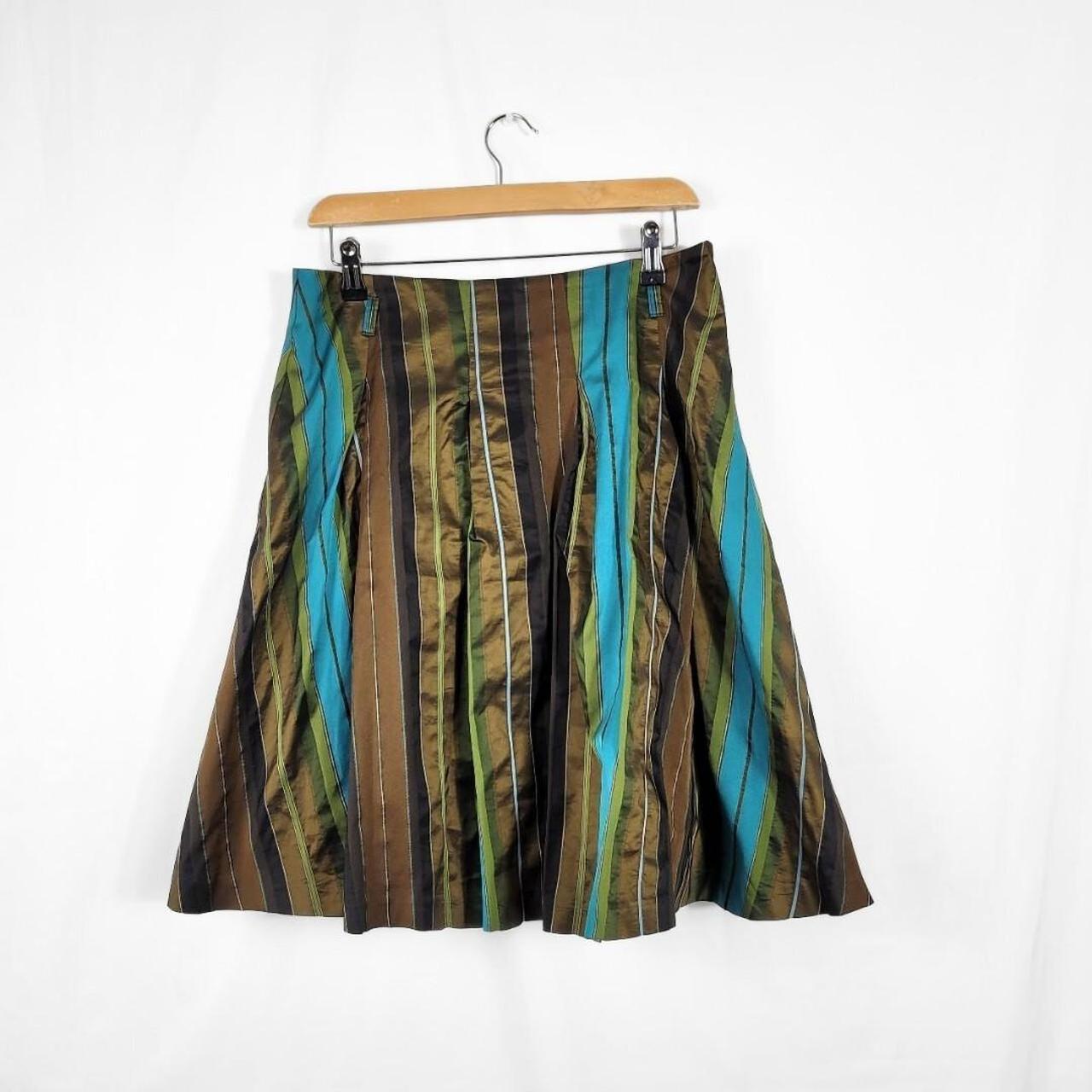 Vintage Y2K Green & Brown Striped Mini Skirt – Oasis
