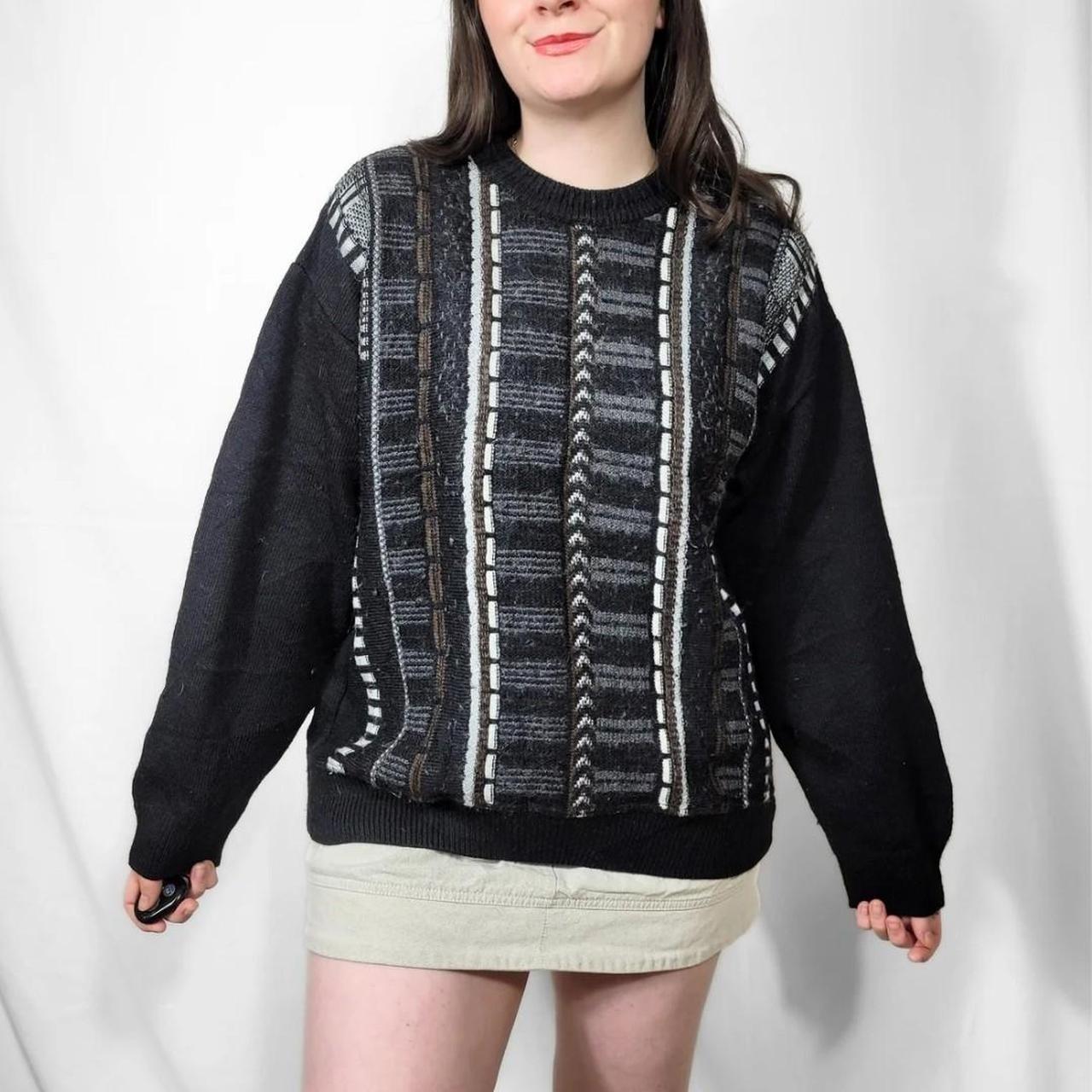Vintage 80s Black Grunge Pattern Knitted Jumper