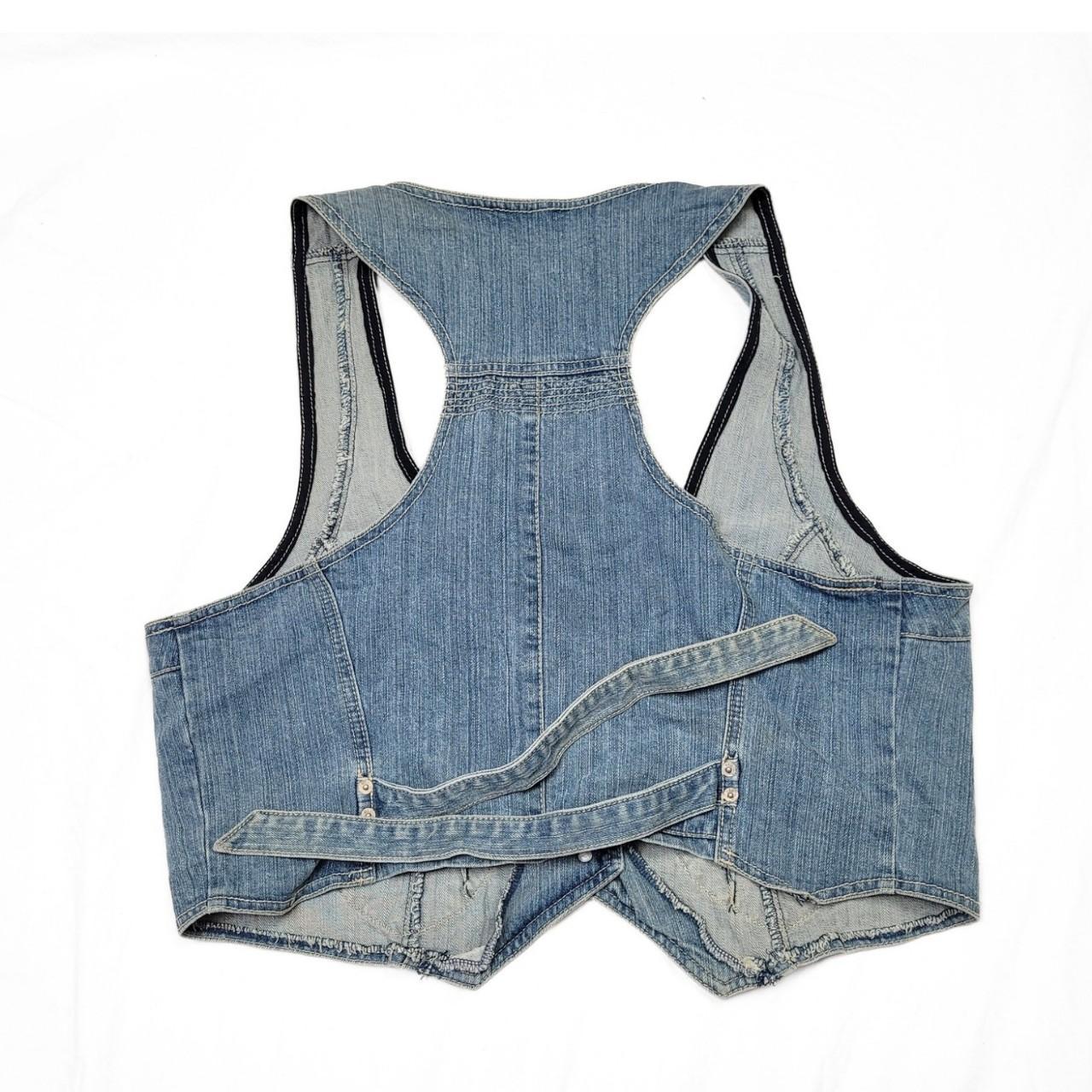 Vintage Y2K Light Blue Denim Western Waistcoat