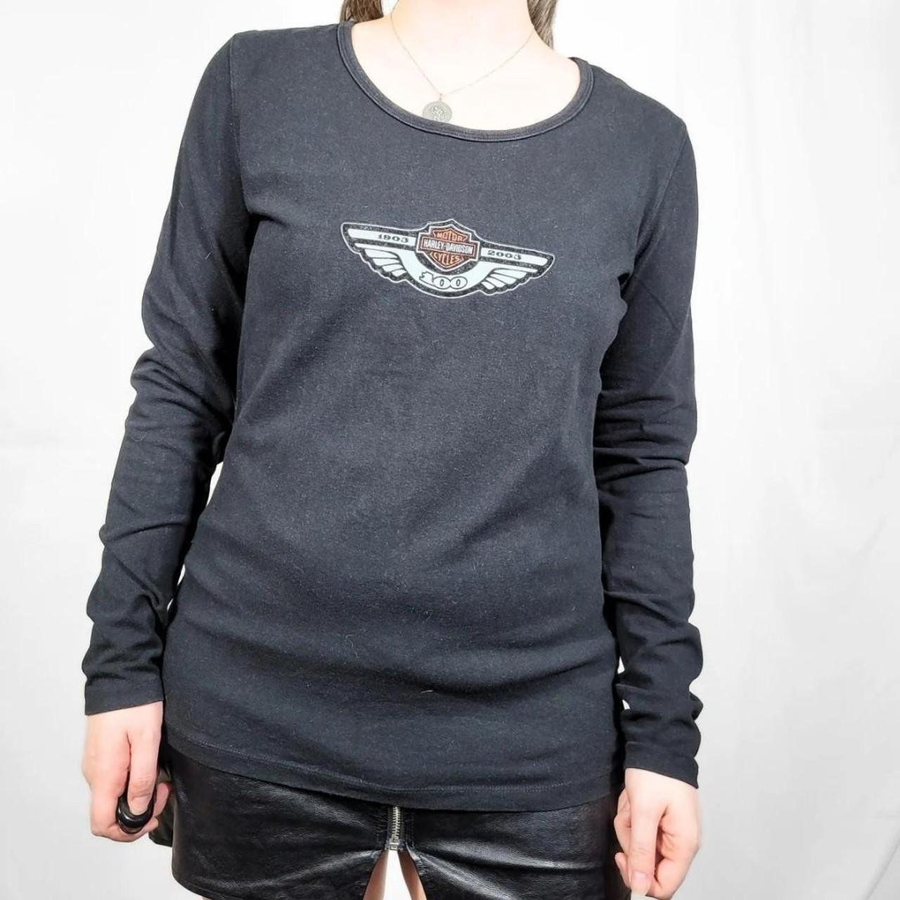 Vintage Y2K Black Harley Davidson Long Sleeve Top