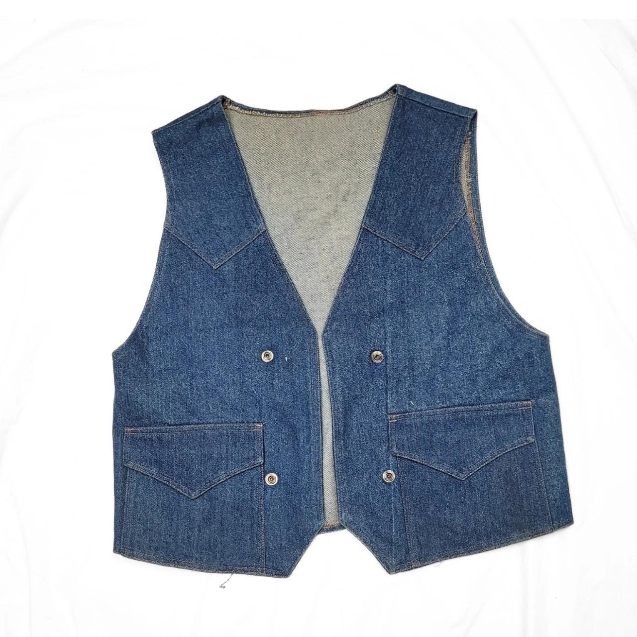 Vintage 90s Dark Wash Blue Denim Western Waistcoat