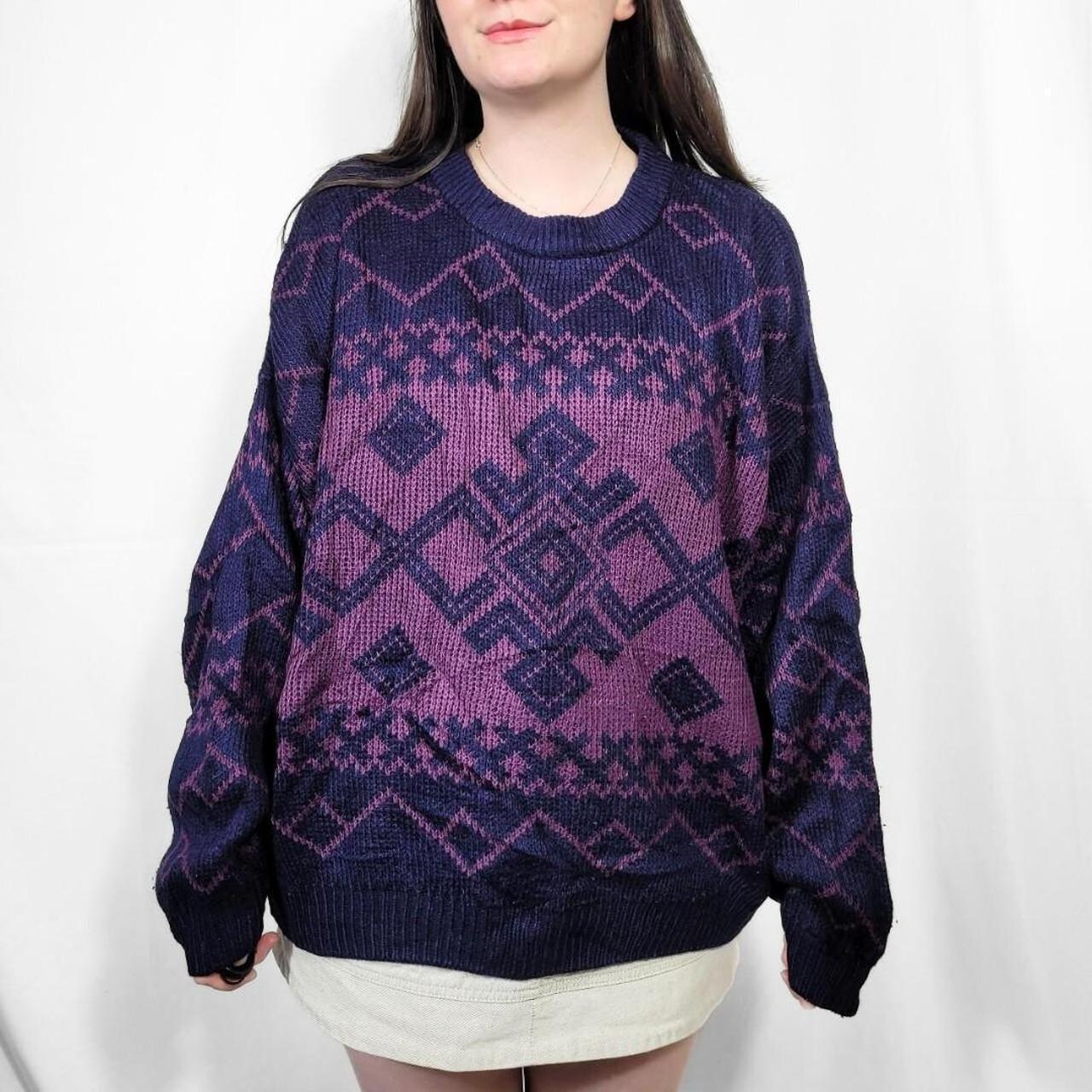 Vintage 80s Purple Funky Knit Jumper - St Michael