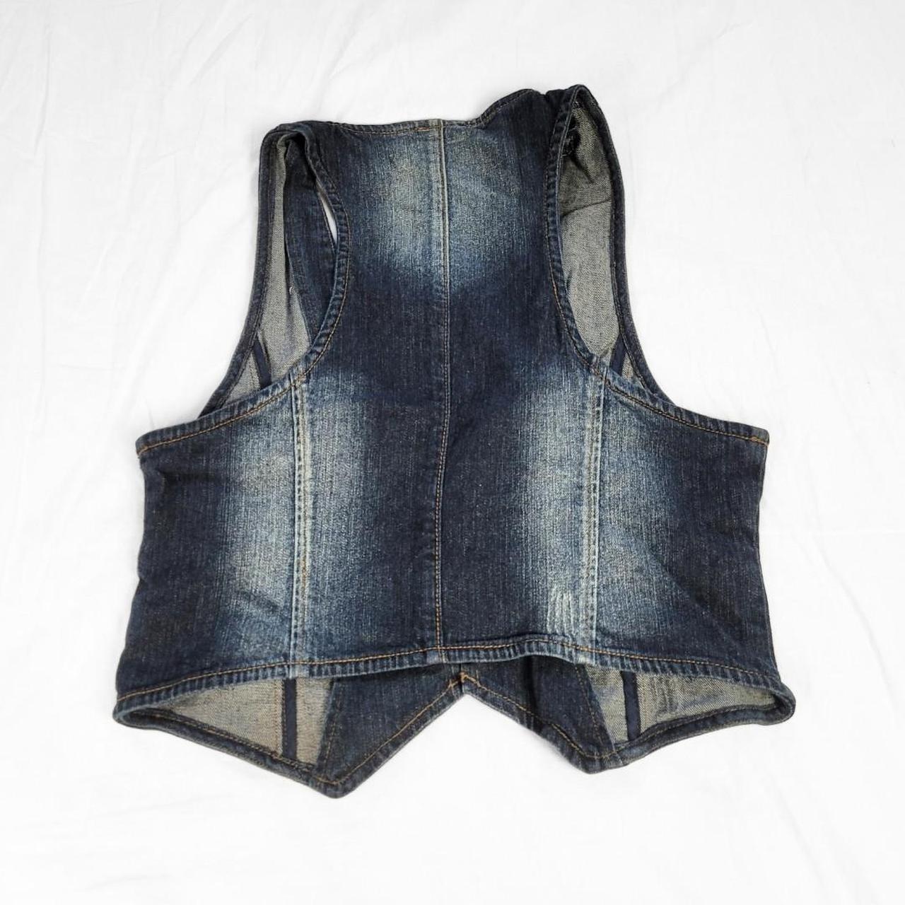 Vintage Y2K Denim Waistcoat Vest – Studded Collar Detail
